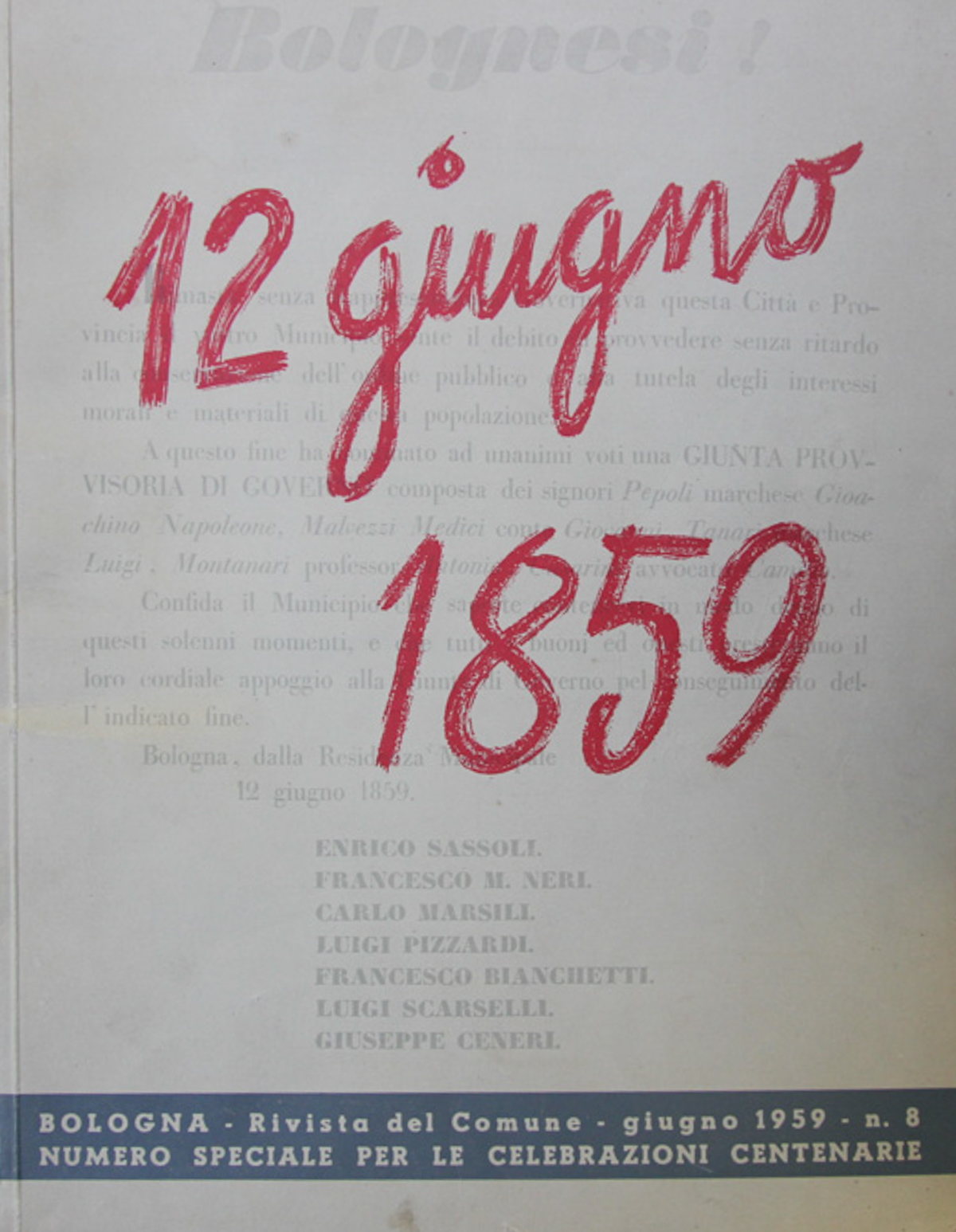 12 giugno 1859. Numero speciale per le celebrazioni centenarie