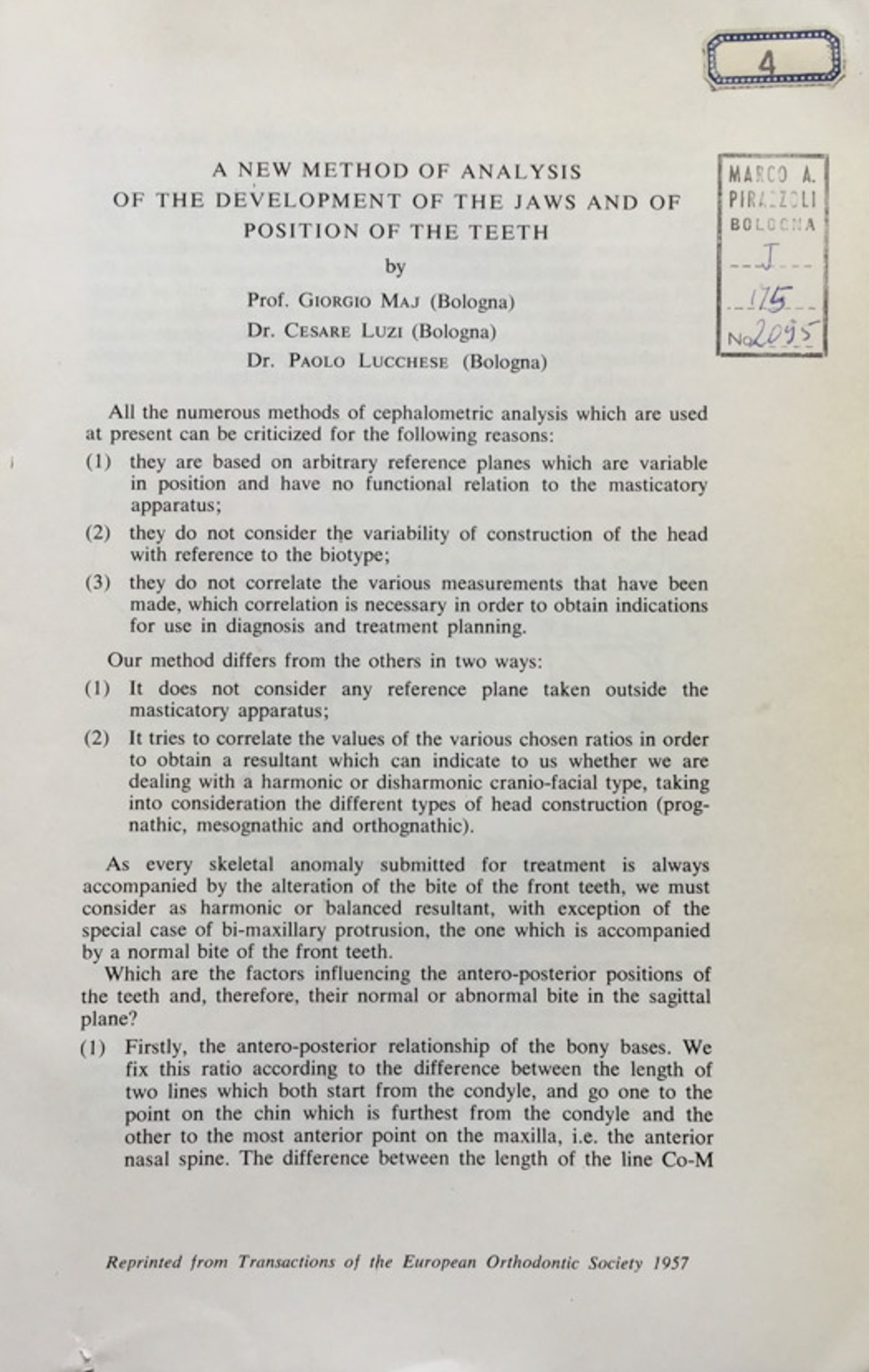 A new method on analisis of the development of the …
