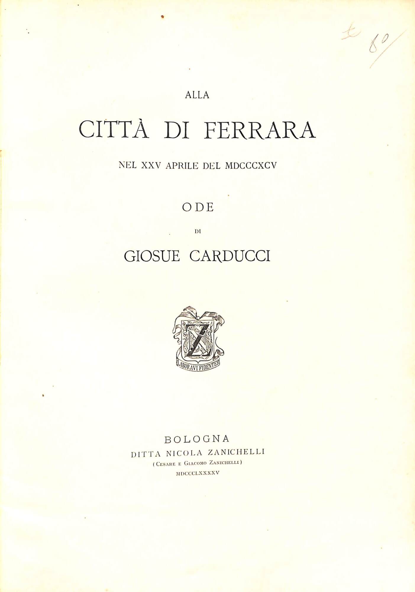 Alla città di Ferrara nel 25 aprile del 1895