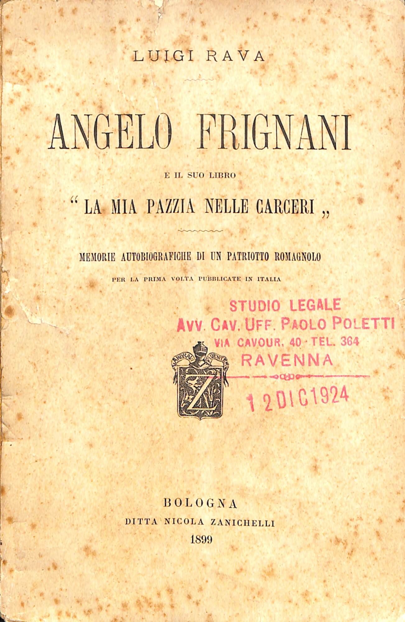 Angelo Frignani e il suo libro, la Mia pazzia nelle …