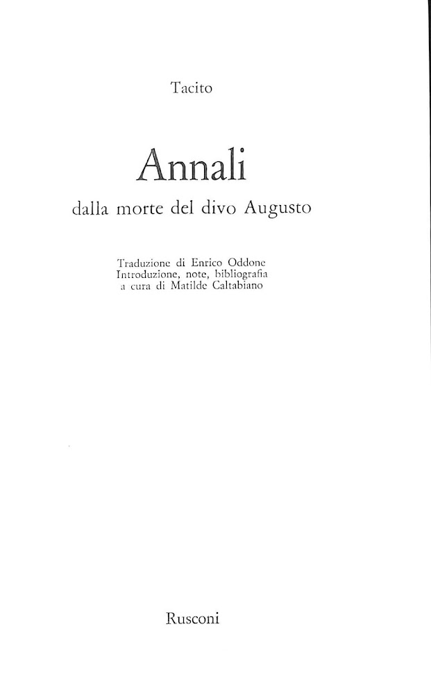 Annali : dalla morte del divo Augusto