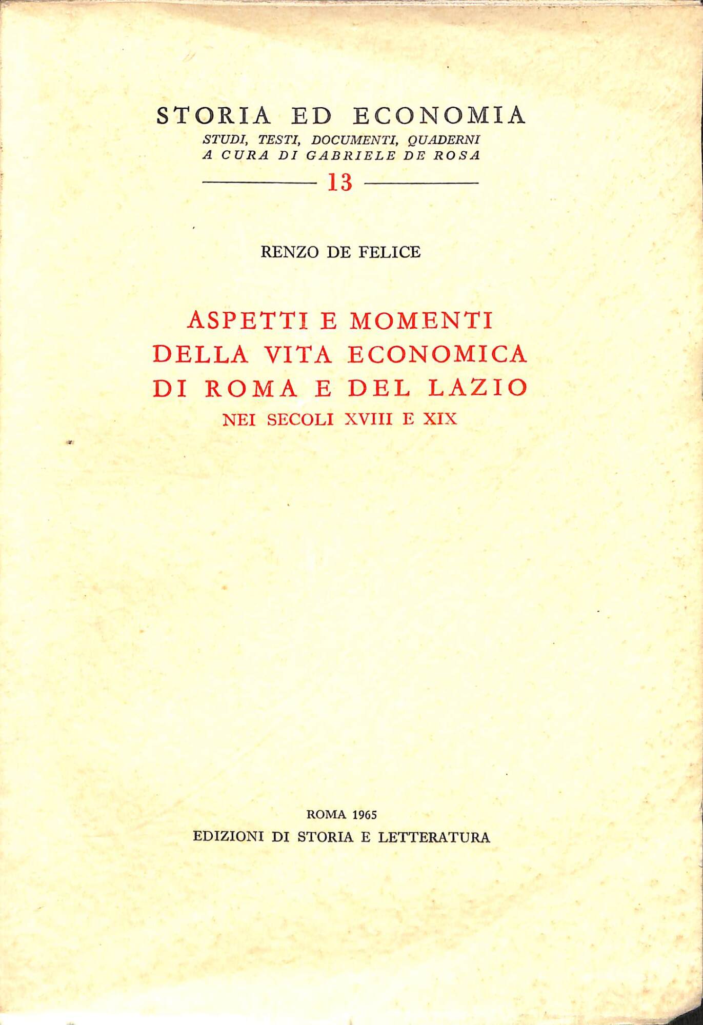 Aspetti e momenti della vita economica di Roma e del …