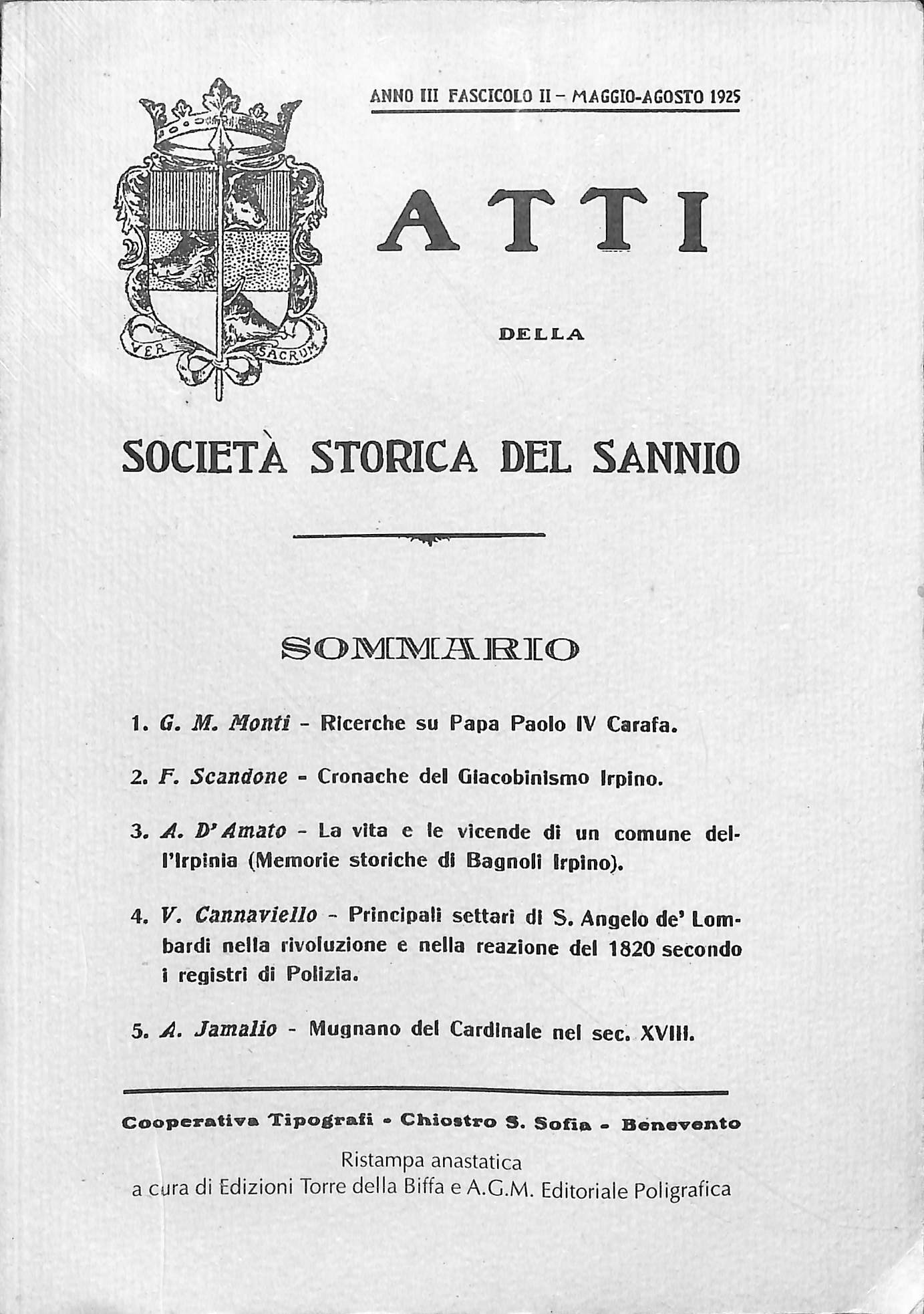 Atti della Società Storica del Sannio 1925