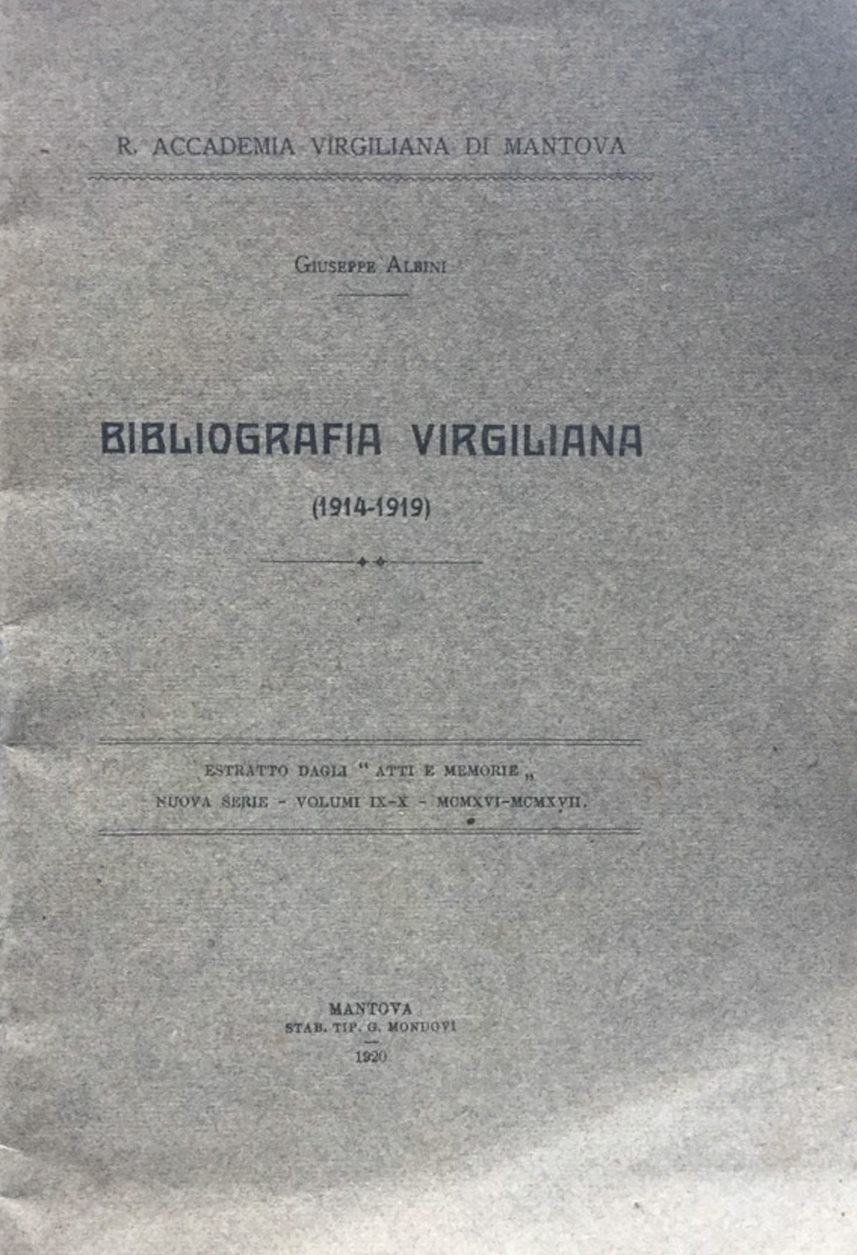 Bibliografia Virgiliana (1914 - 1919)