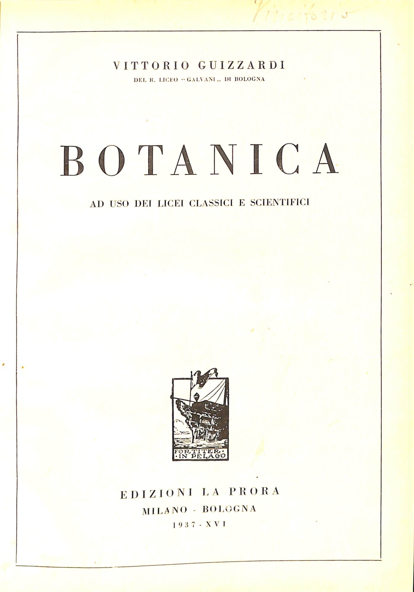 Botanica ad uso dei licei classici e scientifici