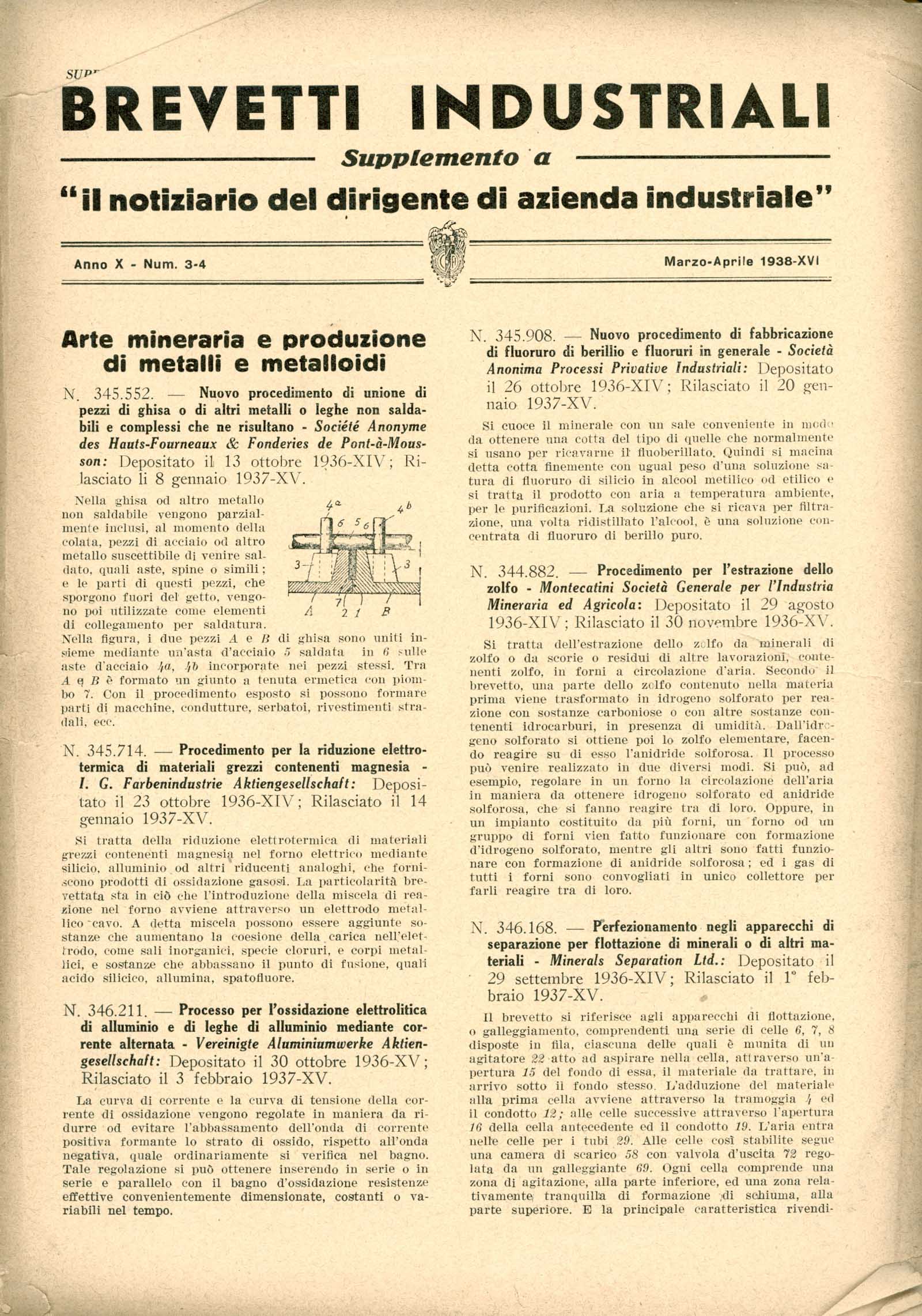 Brevetti Industriali 1938. Supplemento a Il Notiziario del dirigente di …