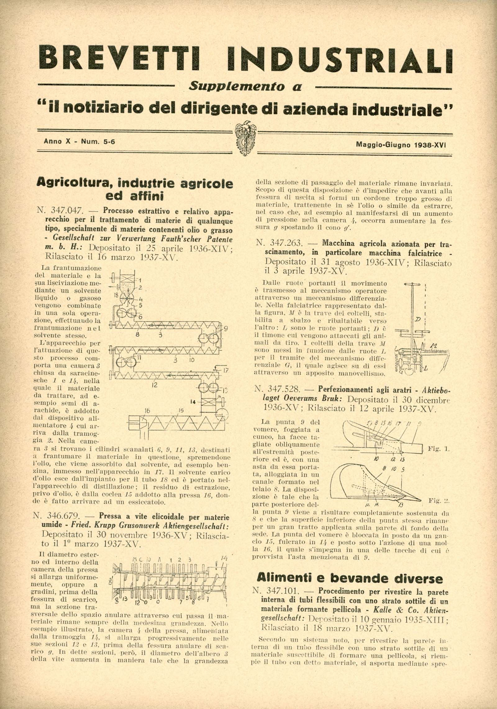 Brevetti Industriali 1938. Supplemento a Il Notiziario del dirigente di …
