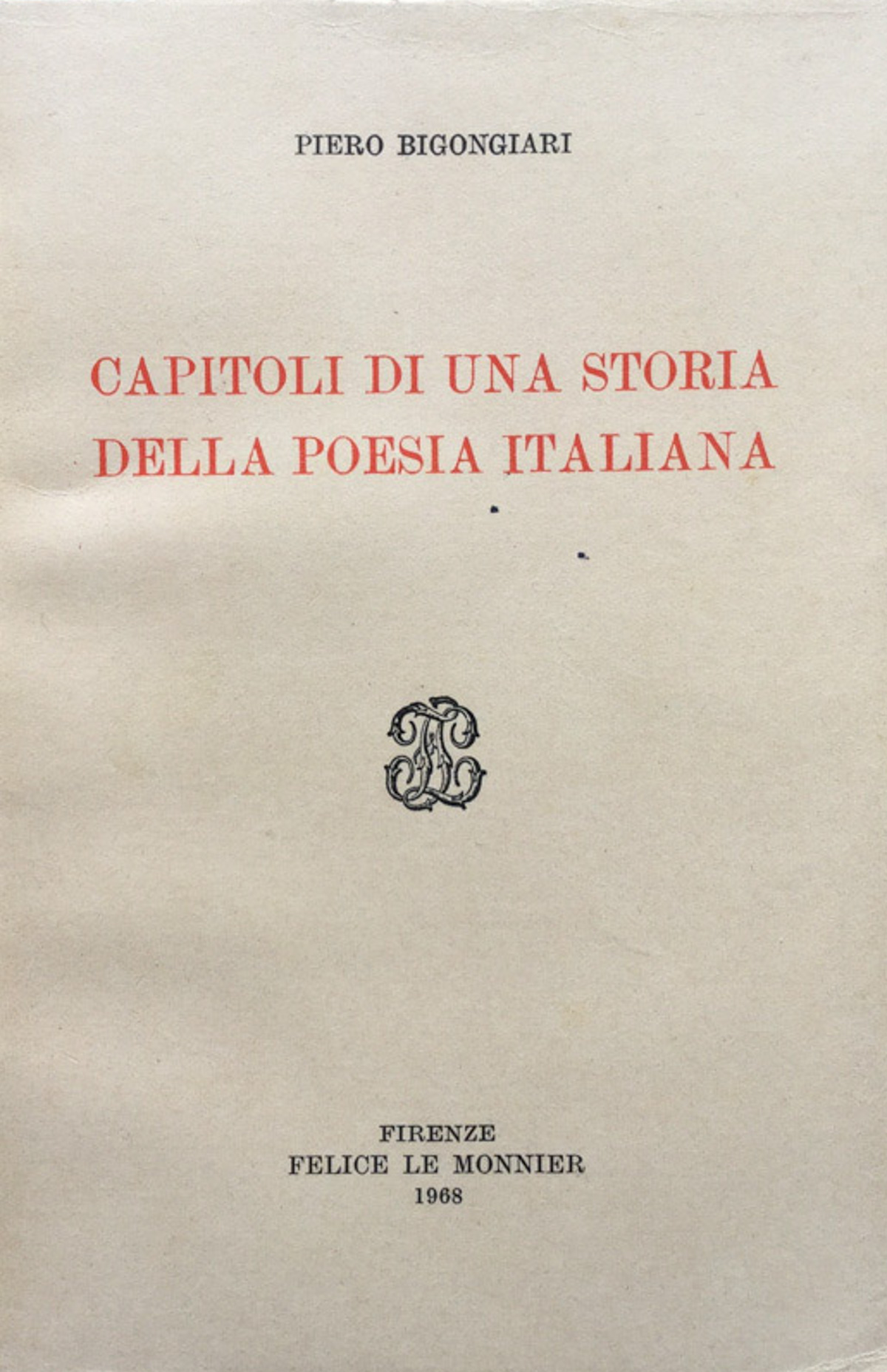 Capitoli di una storia della poesia italiana