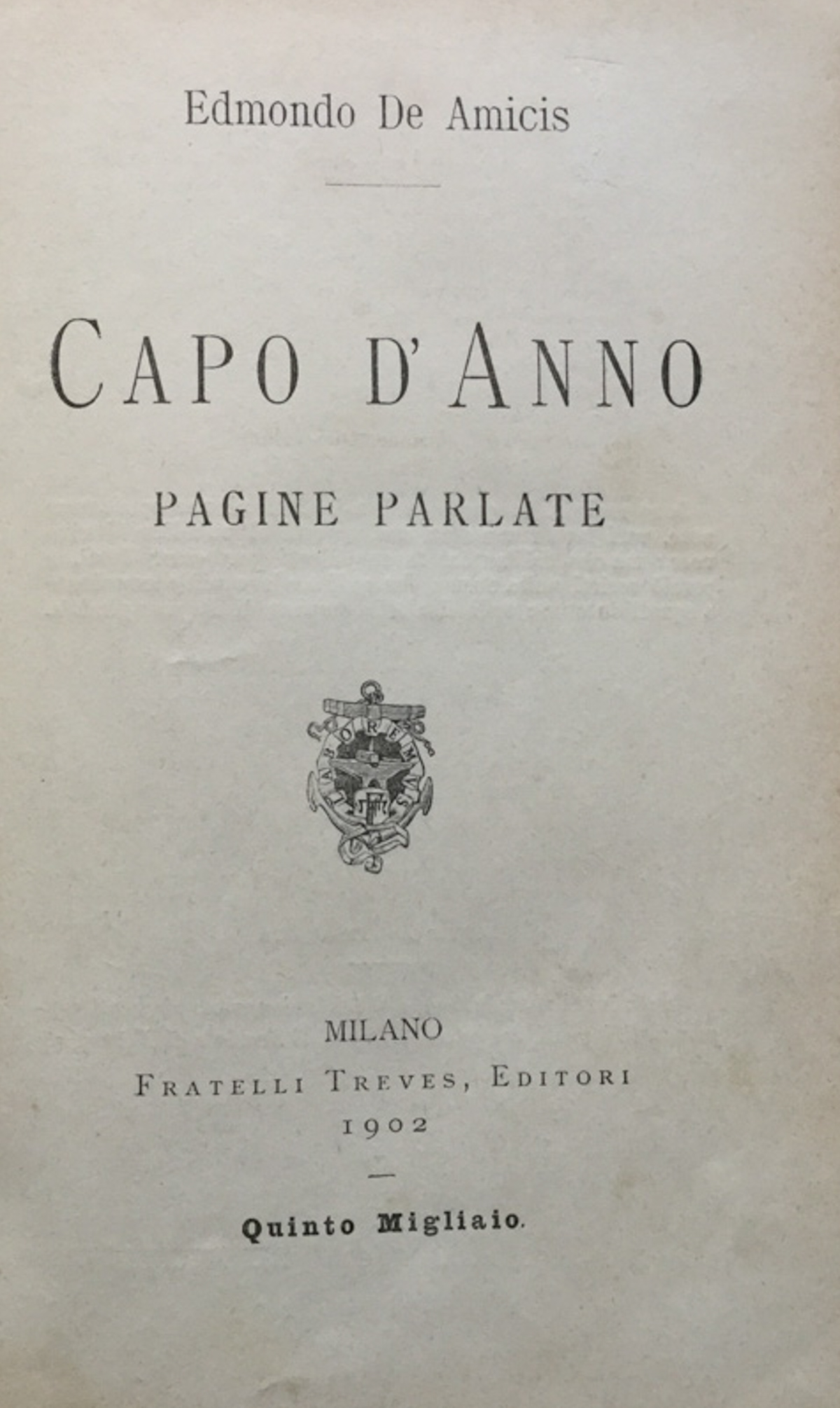 Capo d'Anno. Pagine parlate. 5^ migl.