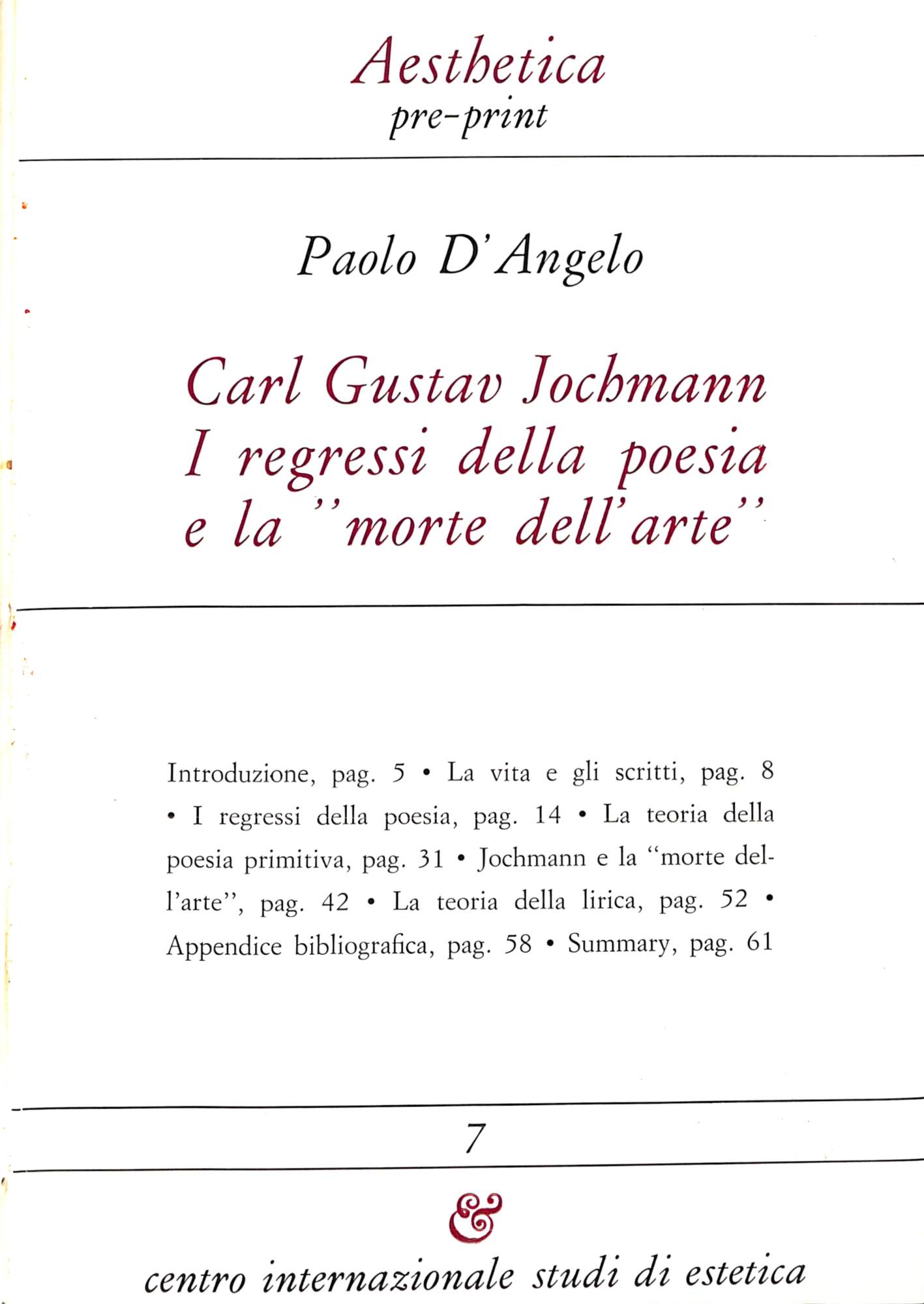 Carl Gustav Jochmann : I regressi della poesia e la …