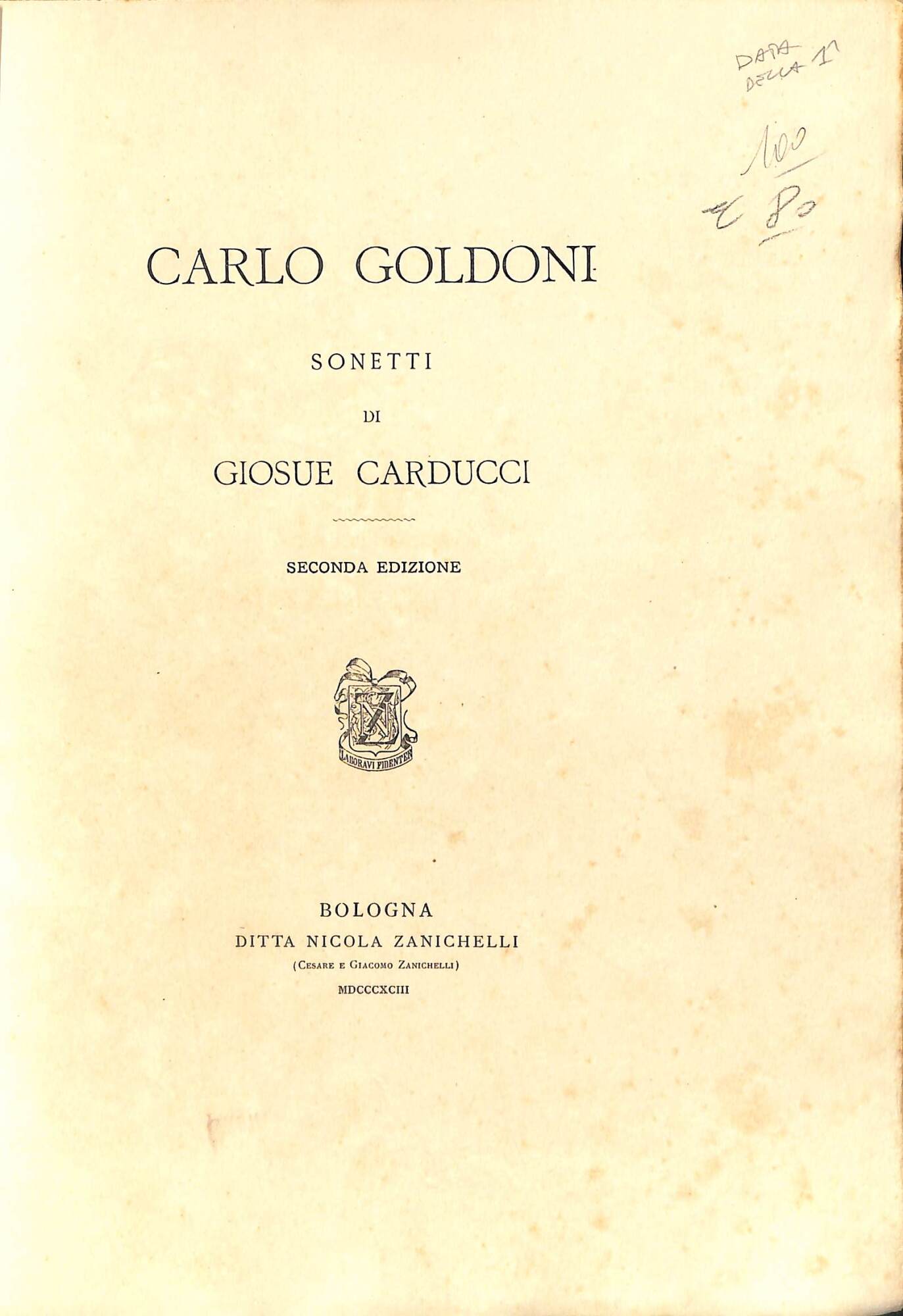 Carlo Goldoni : sonetti