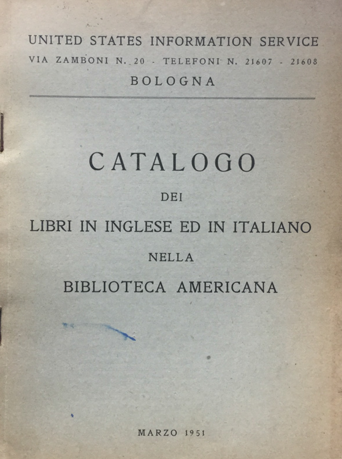 Catalogo dei libri in inglese ed in italiano della Biblioteca …