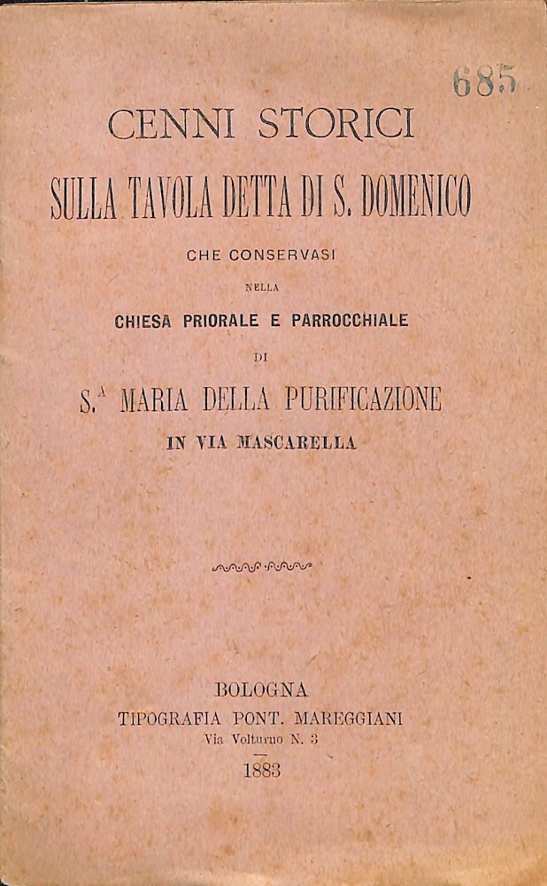 Cenni storici sulla tavola detta di S. Domenico che conservasi …