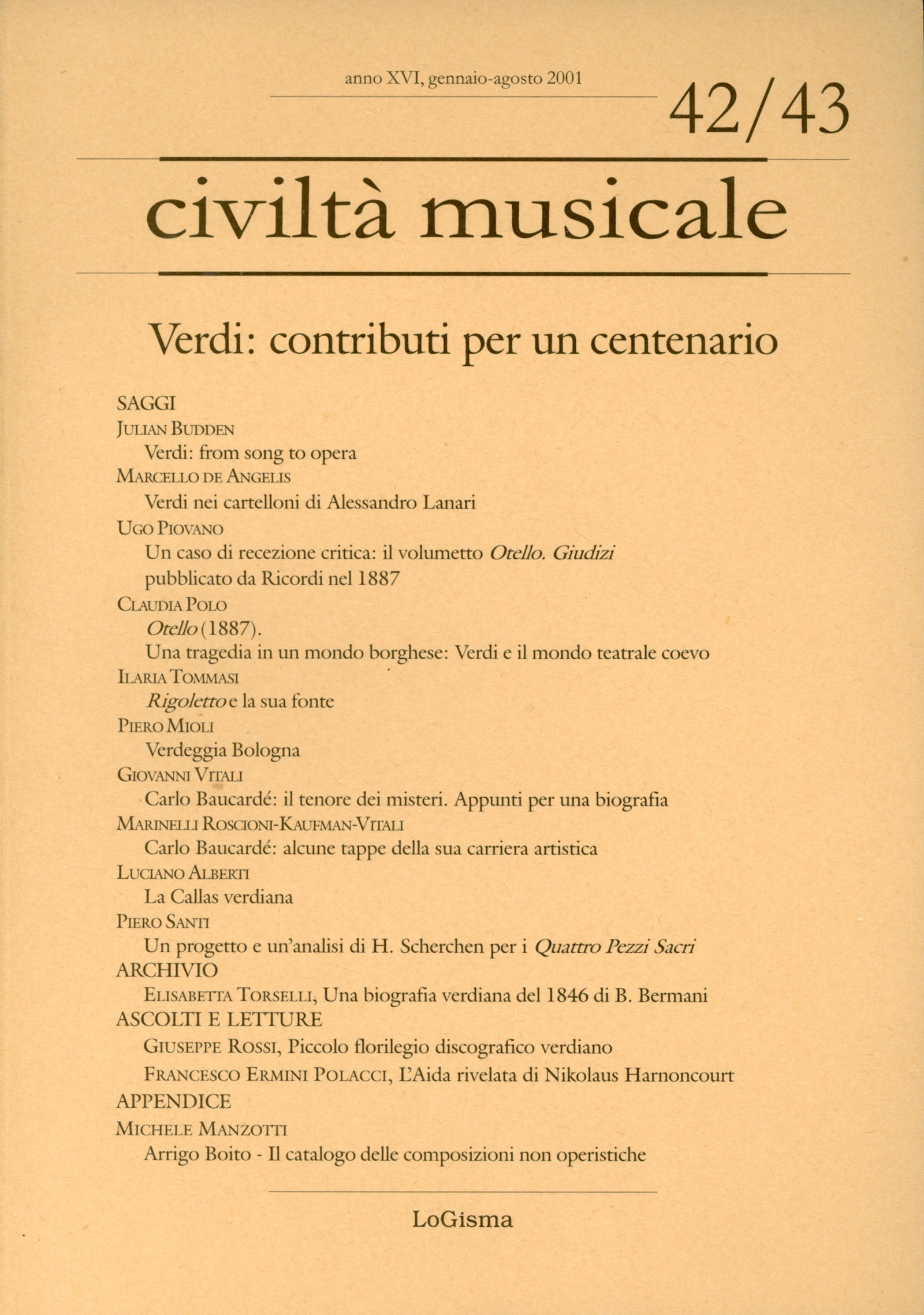 Civiltà musicale 42/43 2001