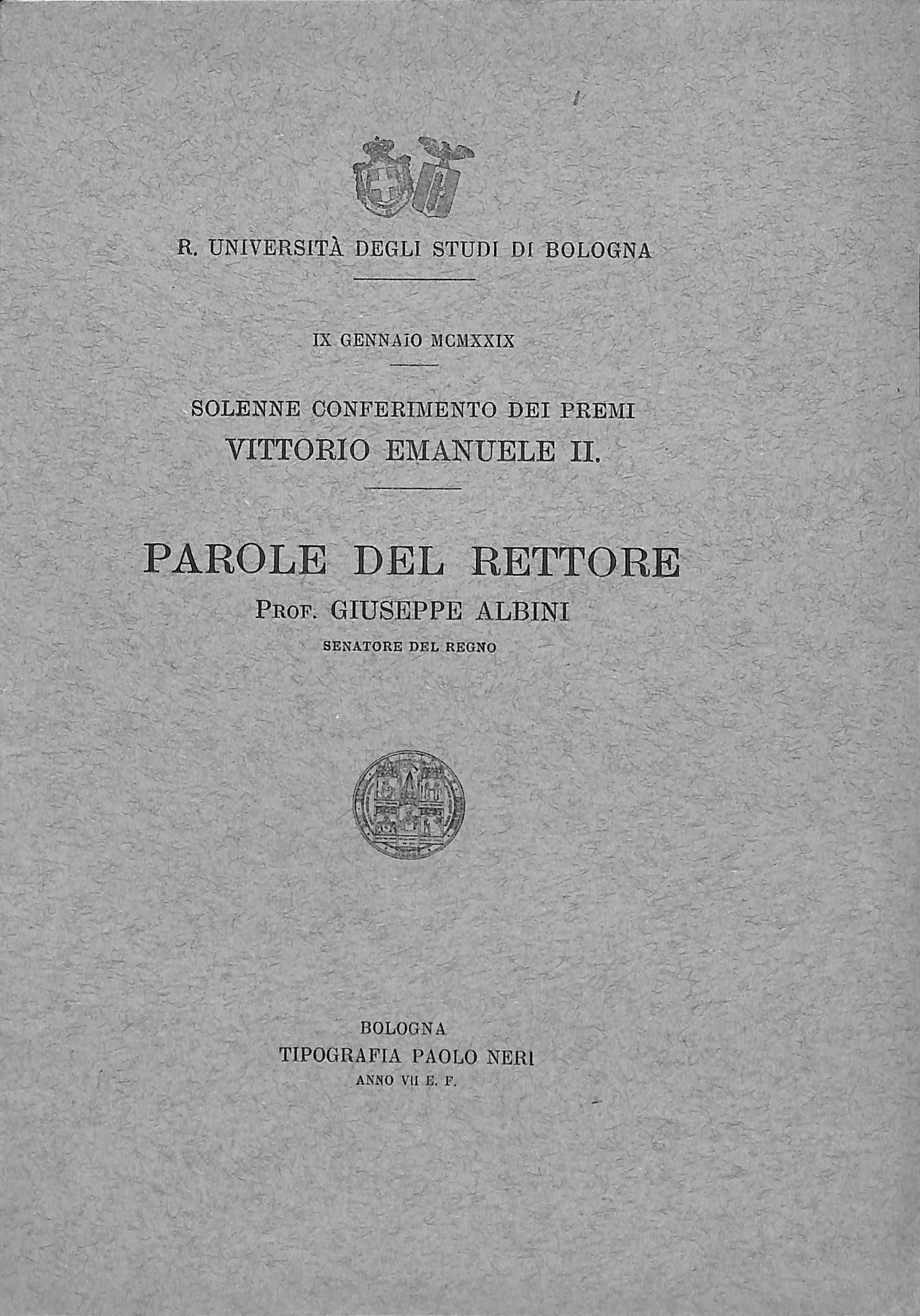 Solenne conferimento dei premi Vittorio Emanuele II