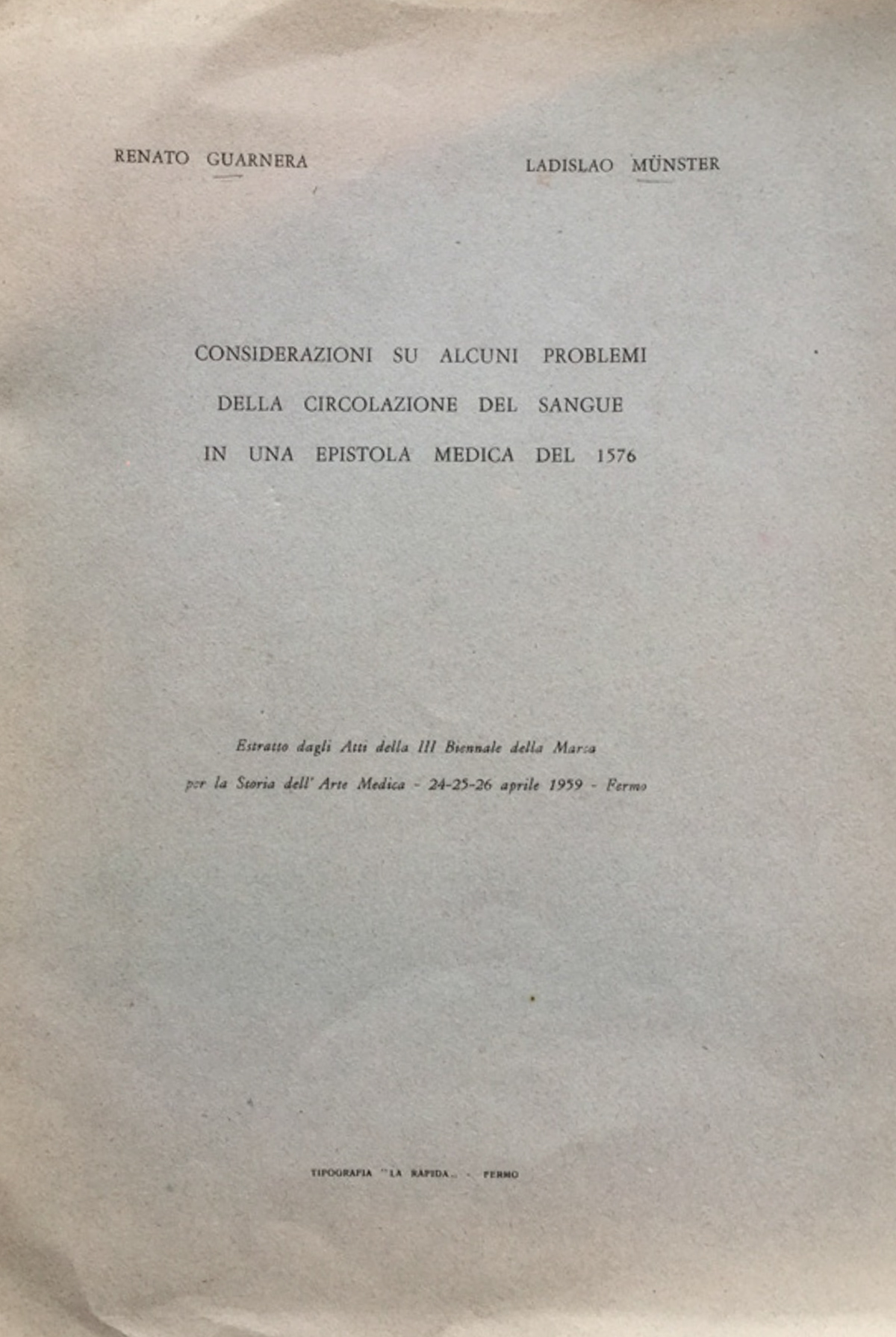 Considerazioni su alcuni problemi della circolazione del sangue in una …