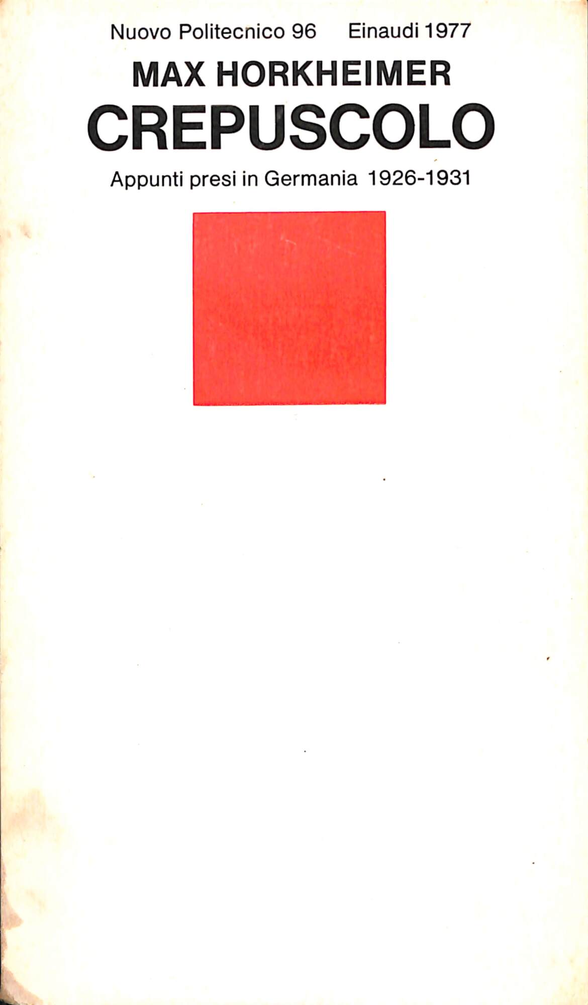 Crepuscolo : appunti presi in Germania, 1926-1931