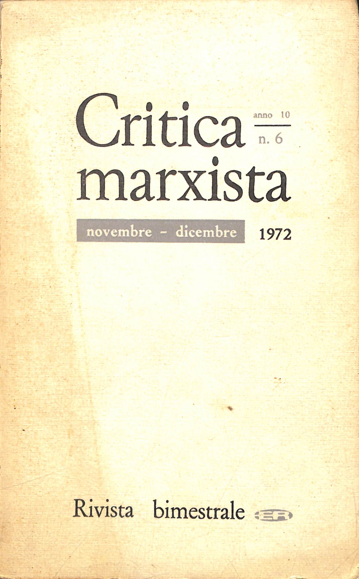 Critica marxista: novembre-dicembre 1972