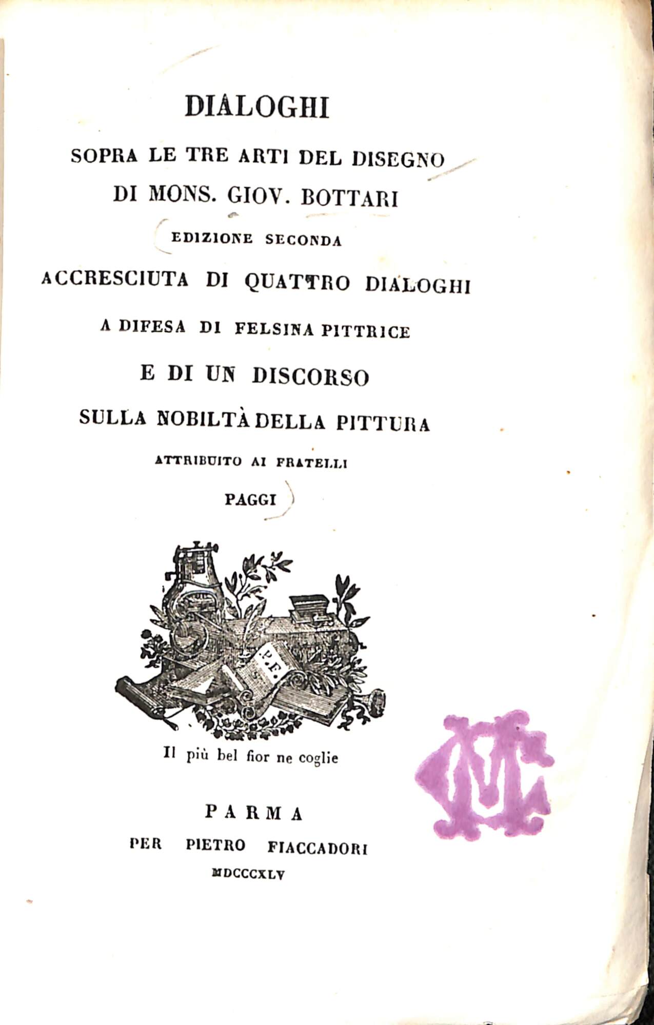 Dialoghi sopra le tre arti del disegno di mons. Giov. …