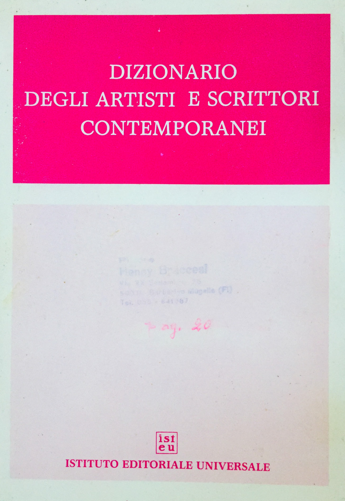Dizionario degli artisti e scrittori contemporanei