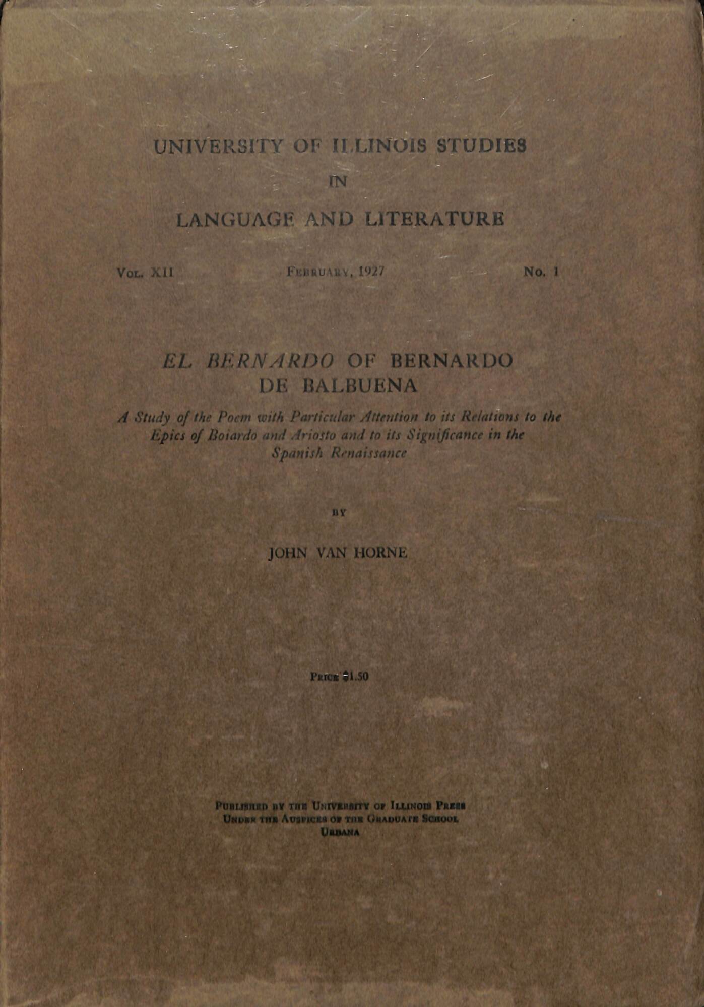 El Bernardo of Bernardo de Balbuena; a study of the …