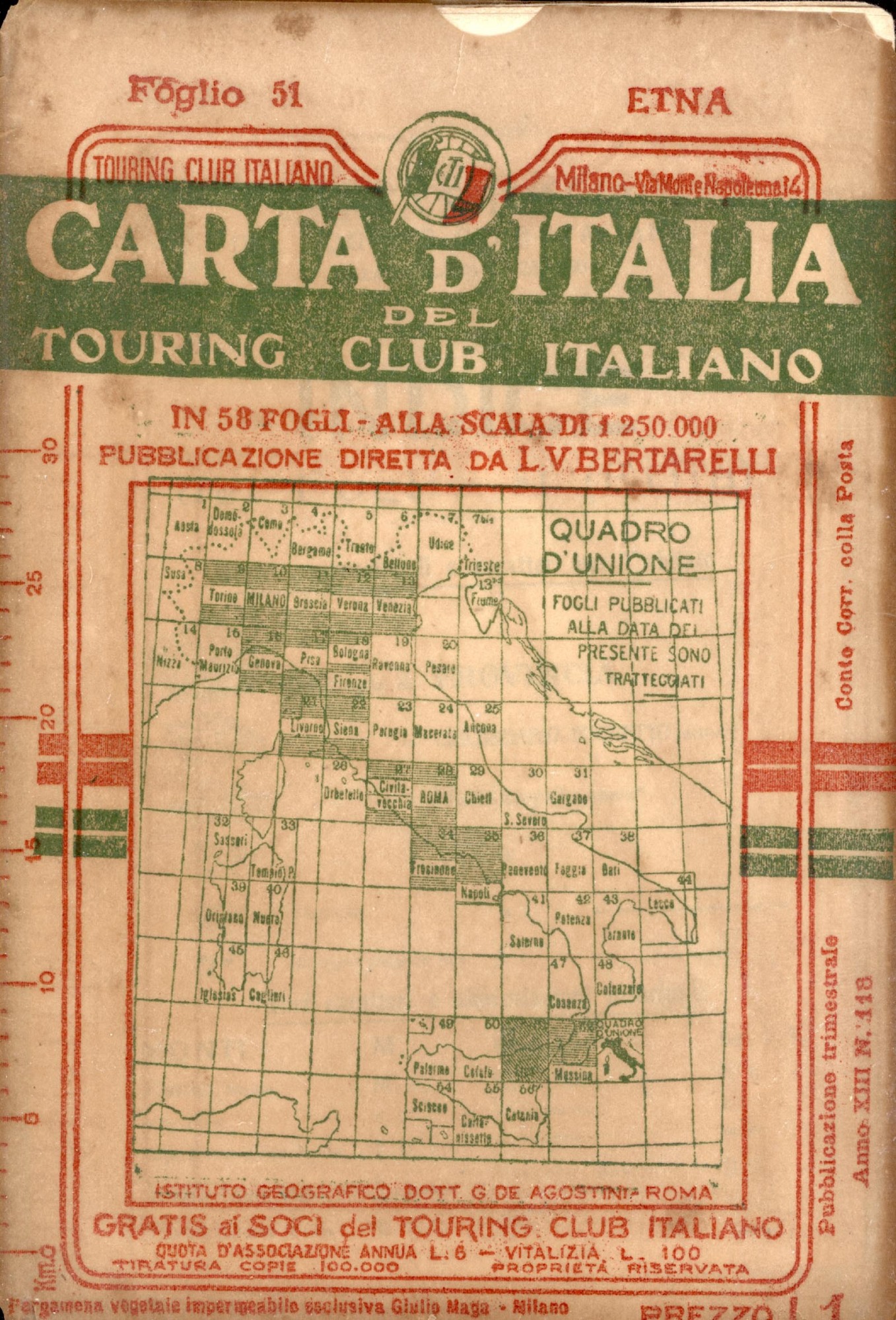 Etna Carta d'Italia del Touring Club Italiano con indice dei …