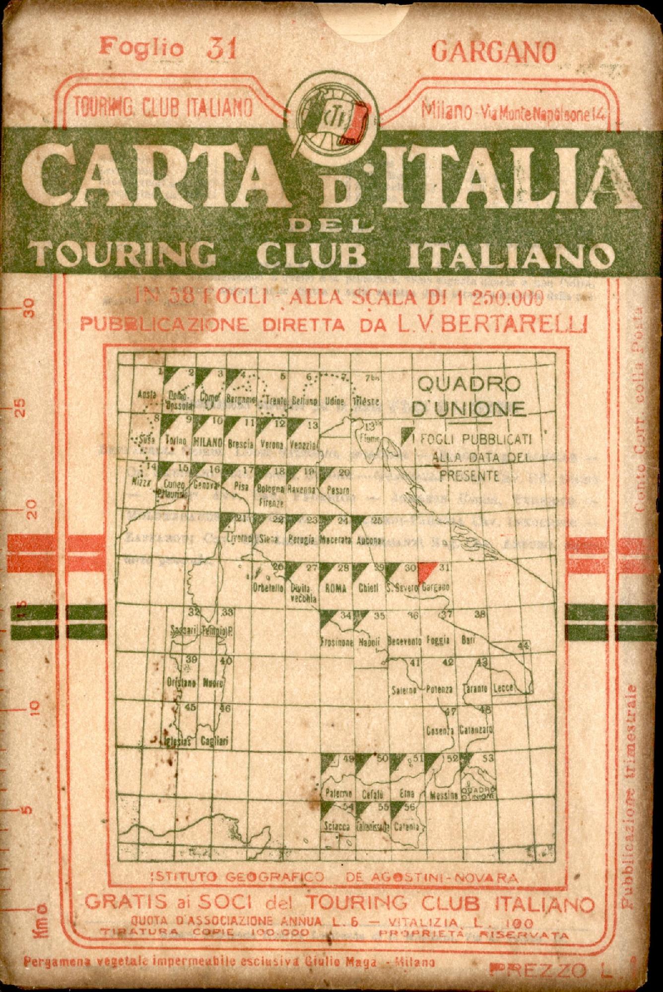 Gargano Carta d'Italia del Touring Club Italiano con indice dei …