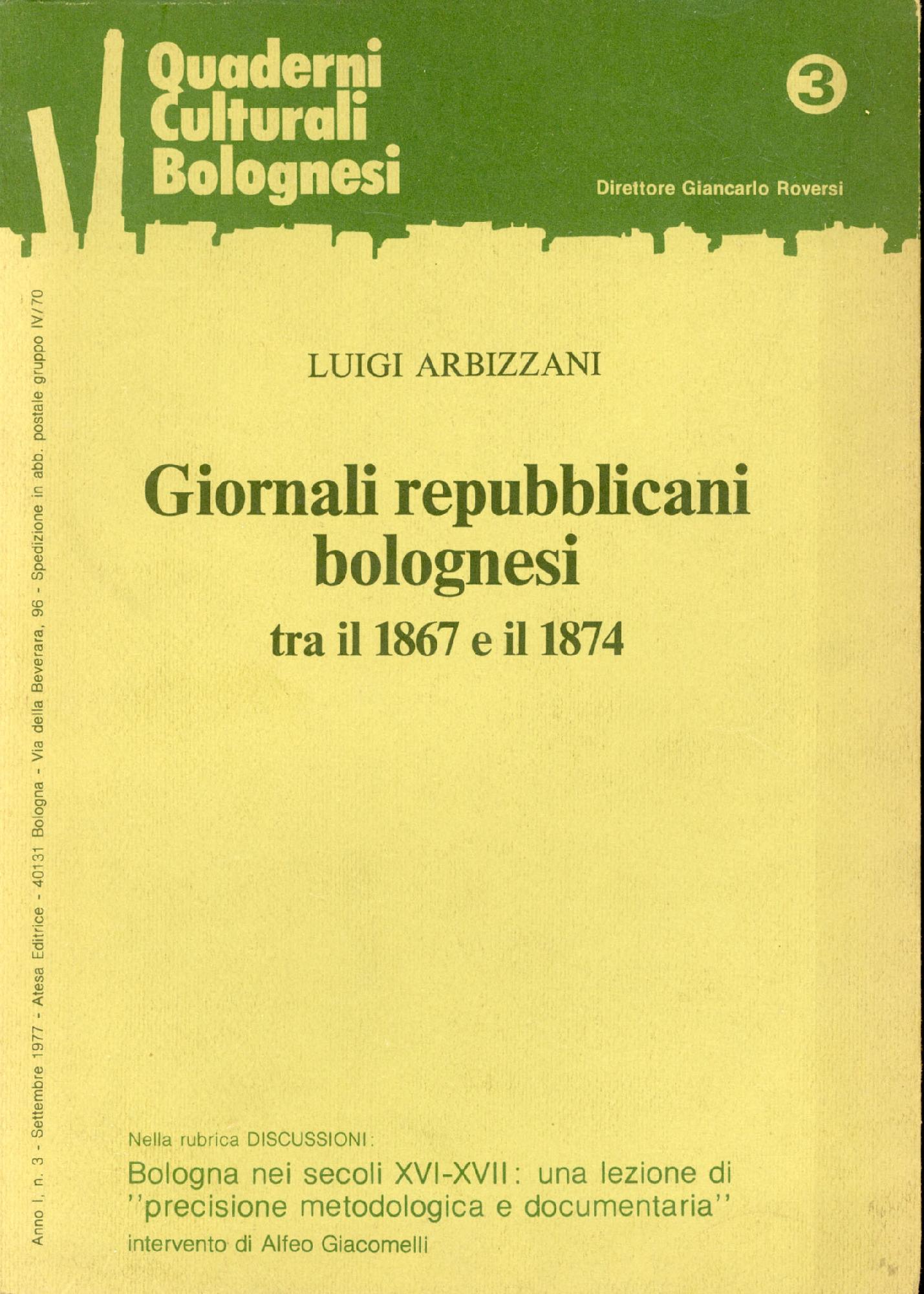 Giornali repubblicani bolognesi tra il 1867 e il 1874