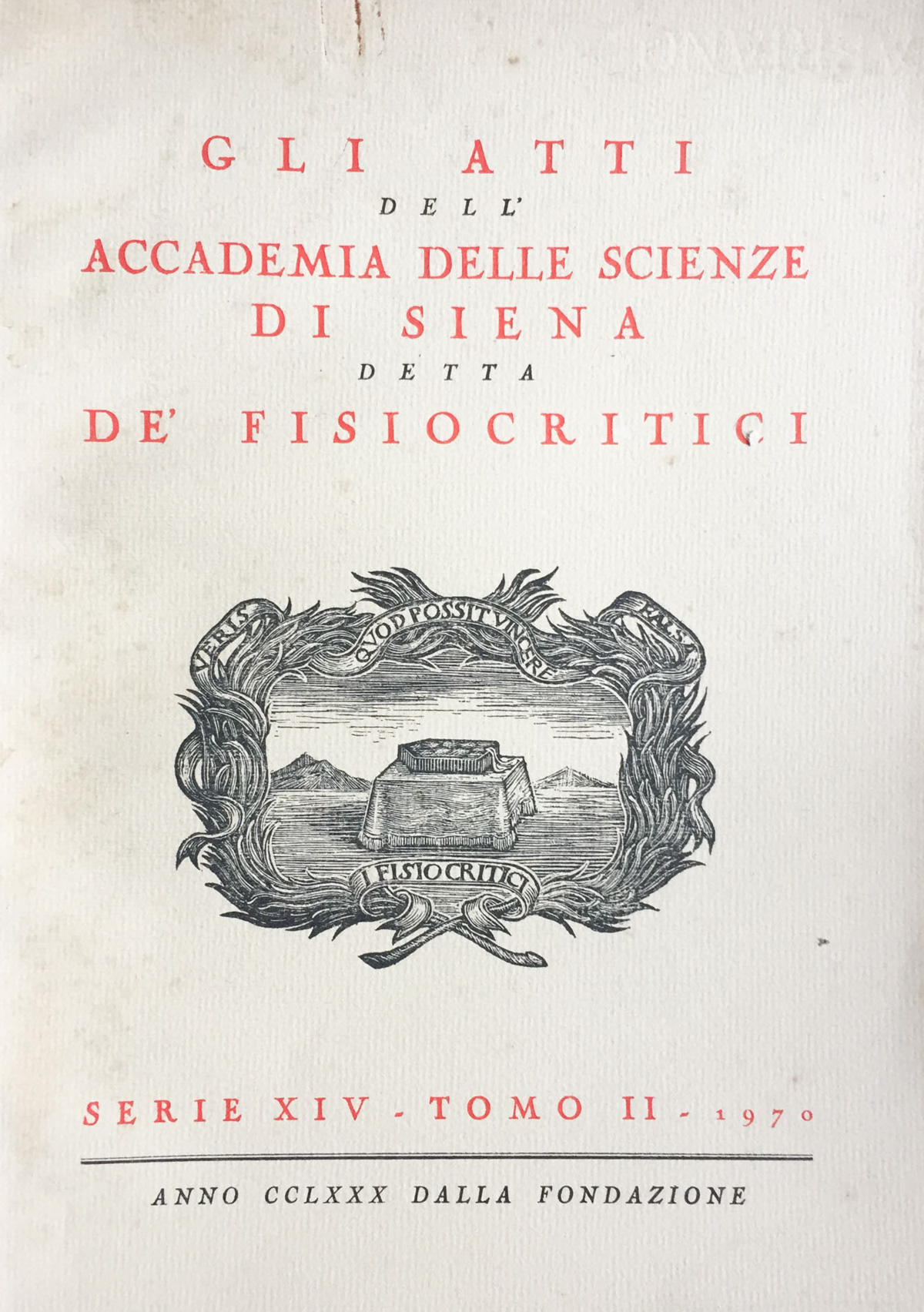 Gli atti dell'Accademia delle scienze di Siena detta de'fisiocritici