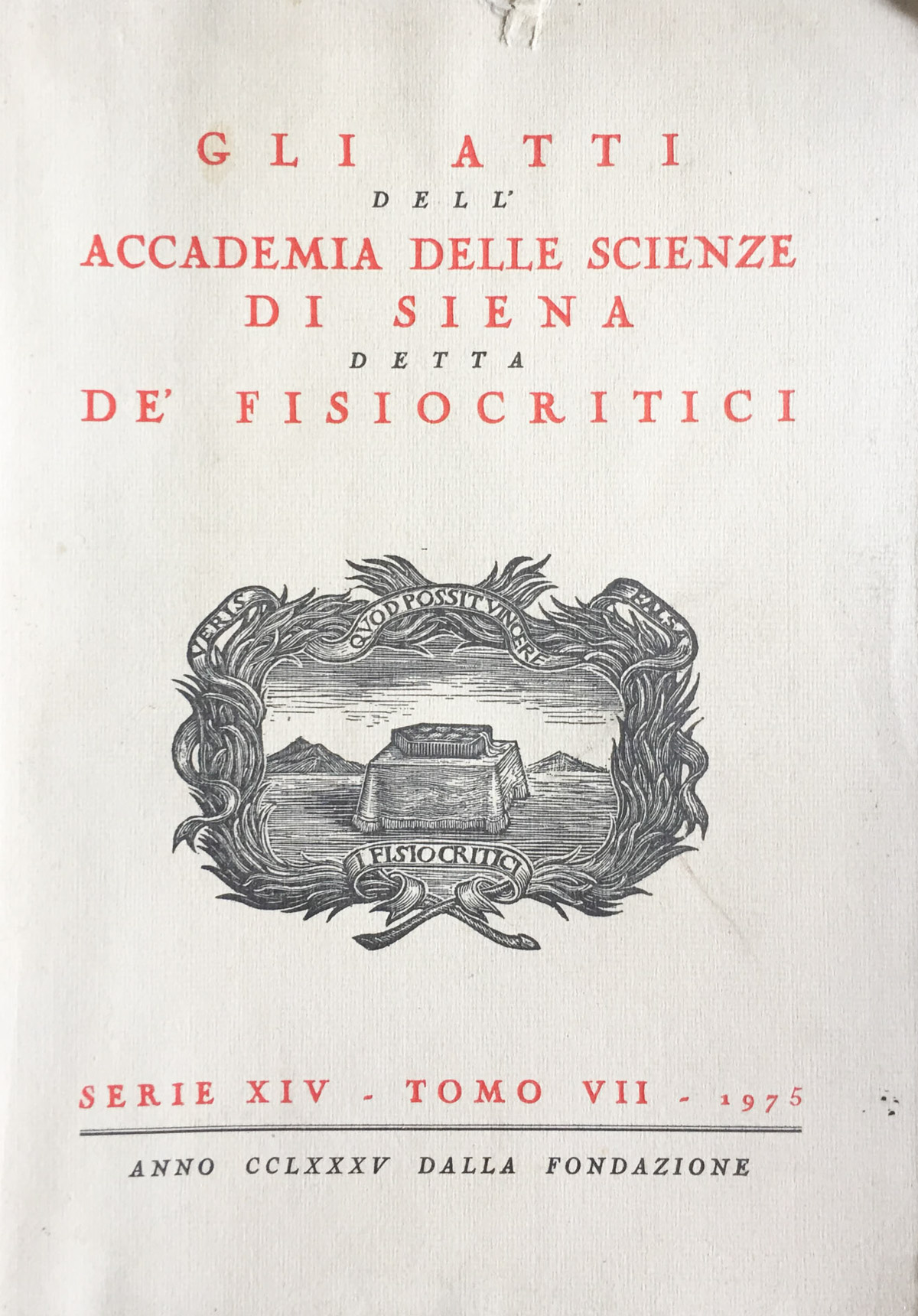 Gli atti dell'Accademia delle scienze di Siena detta de'fisiocritici