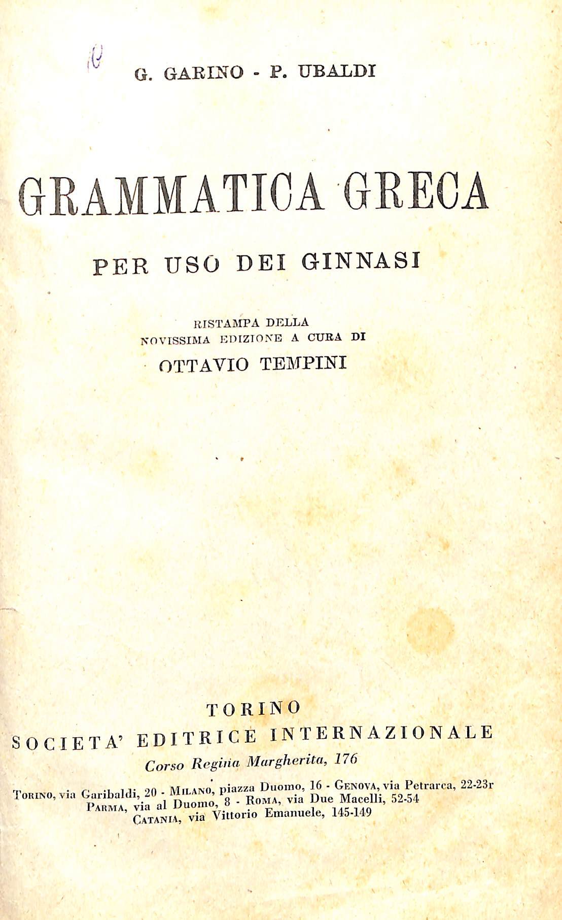 Grammatica greca per uso dei ginnasi