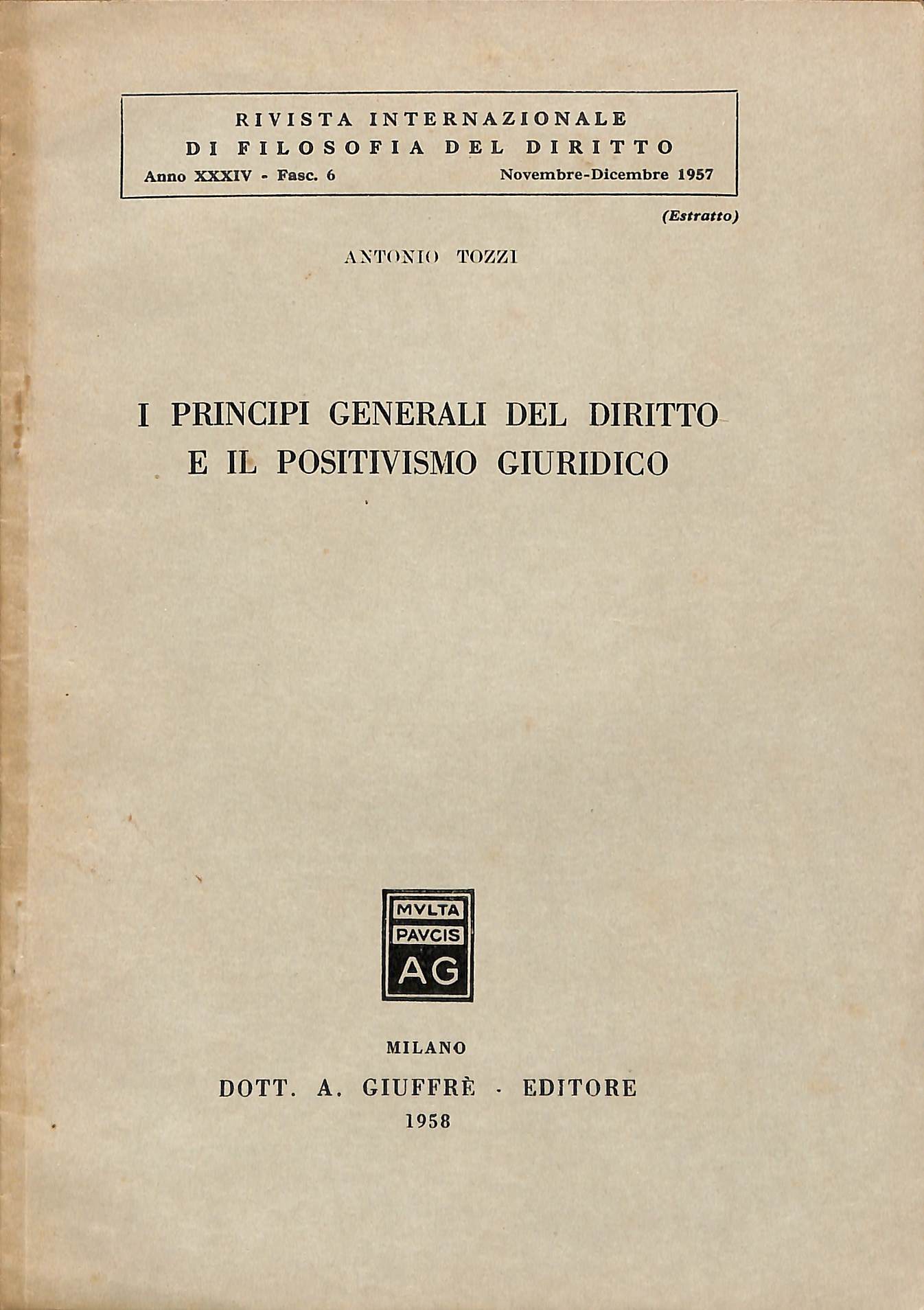 I principi generali del diritto e il positivismo giuridico