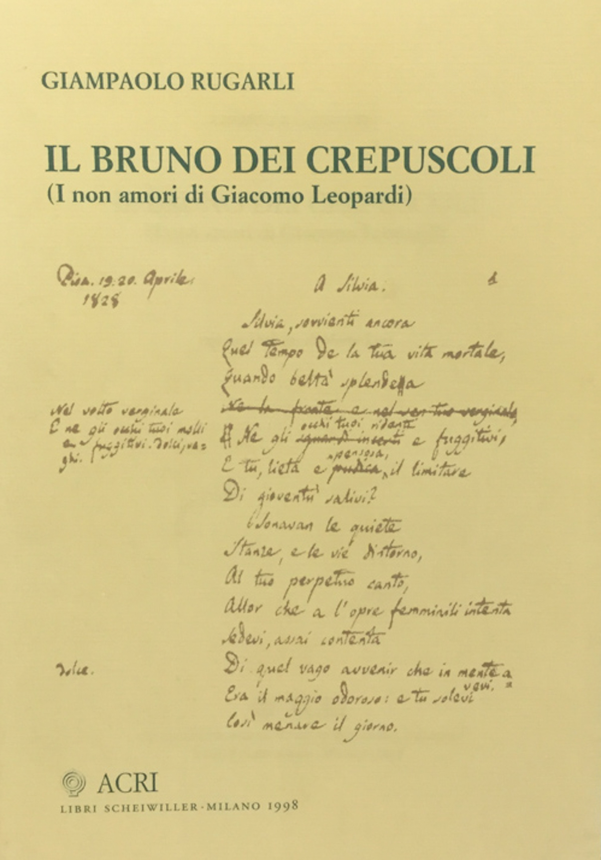 Il bruno dei crepuscoli (I non amori di Giacomo Leopardi) …