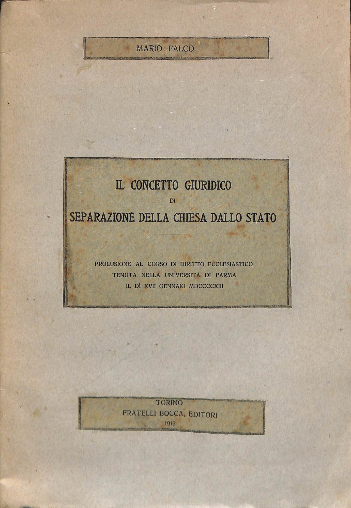 Il concetto giuridico di separazione della Chiesa dallo Stato : …