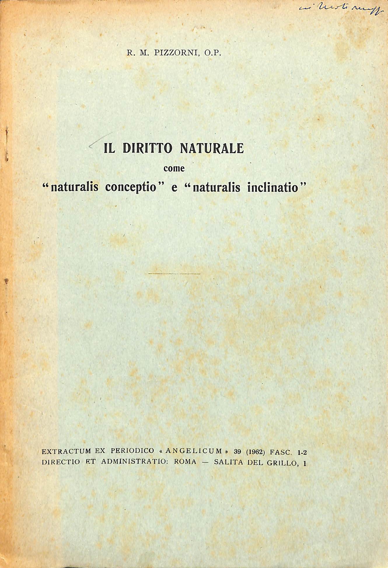 Il diritto naturale come "naturalis conceptio" e " naturalis inclinatio"
