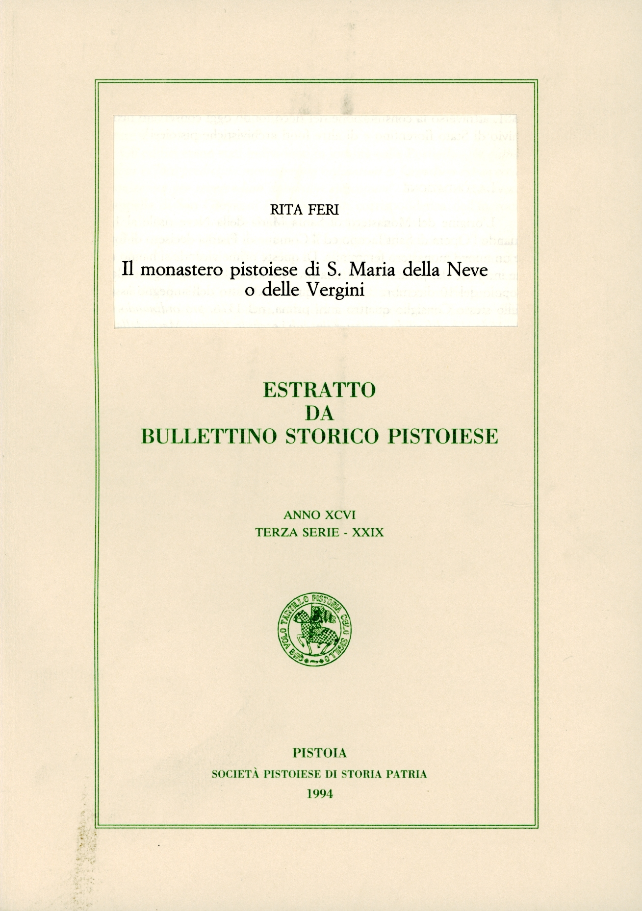 Il monastero poistoiese di S. Maria della Neve o delle …