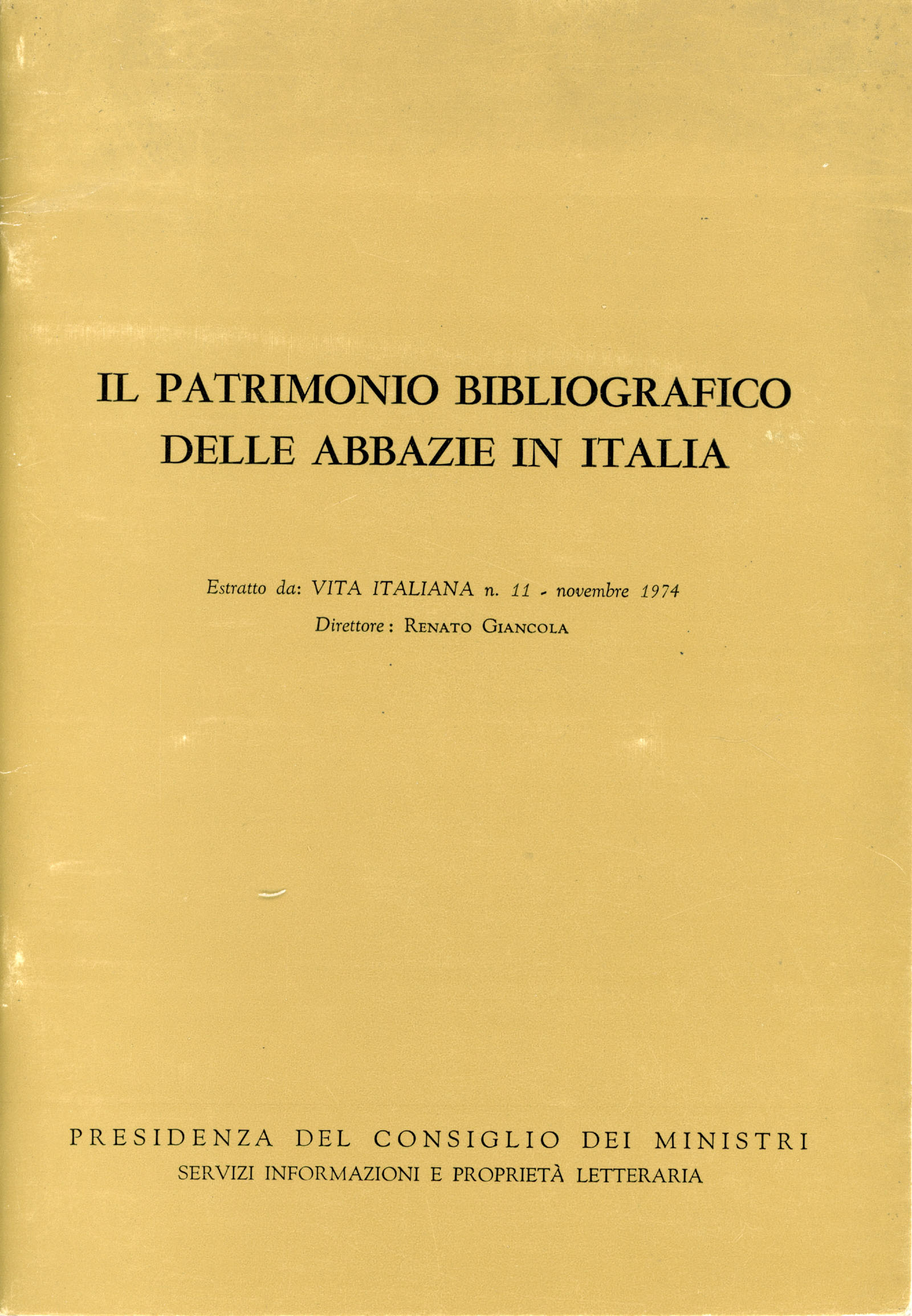 Il patrimonio bibliografico delle abbazie in Italia (estratto)