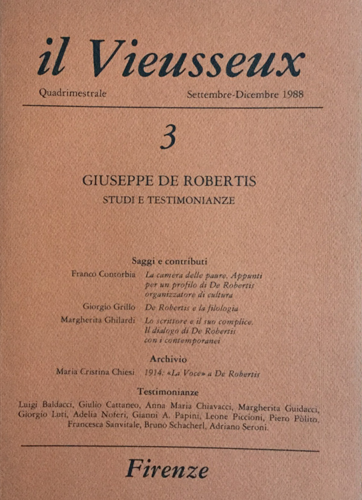Il Vieusseux n. 3 settembre - dicembre 1988
