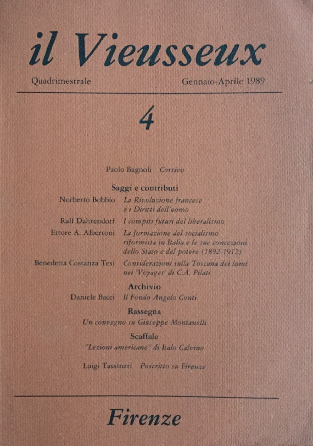 Il Vieusseux n. 4 gennaio aprile 1989