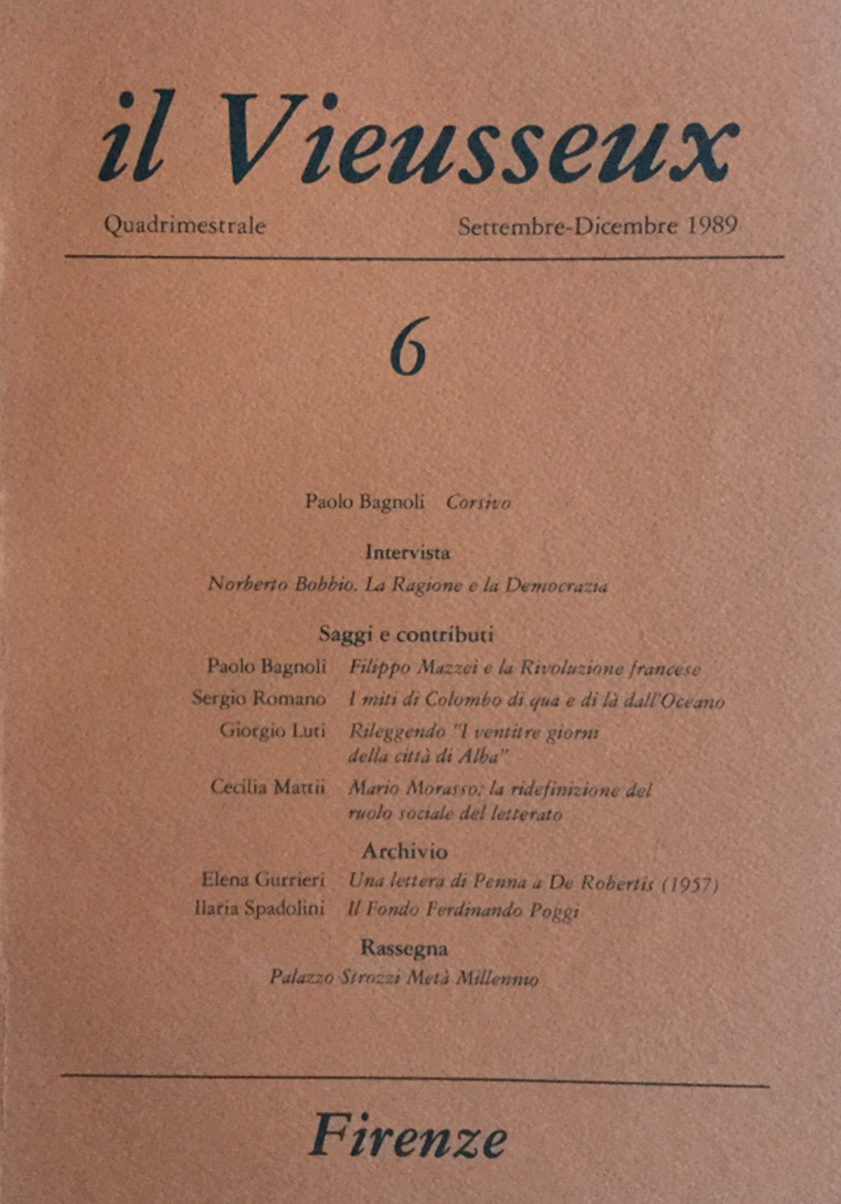 Il Vieusseux n. 6 settembre dicembre 1989