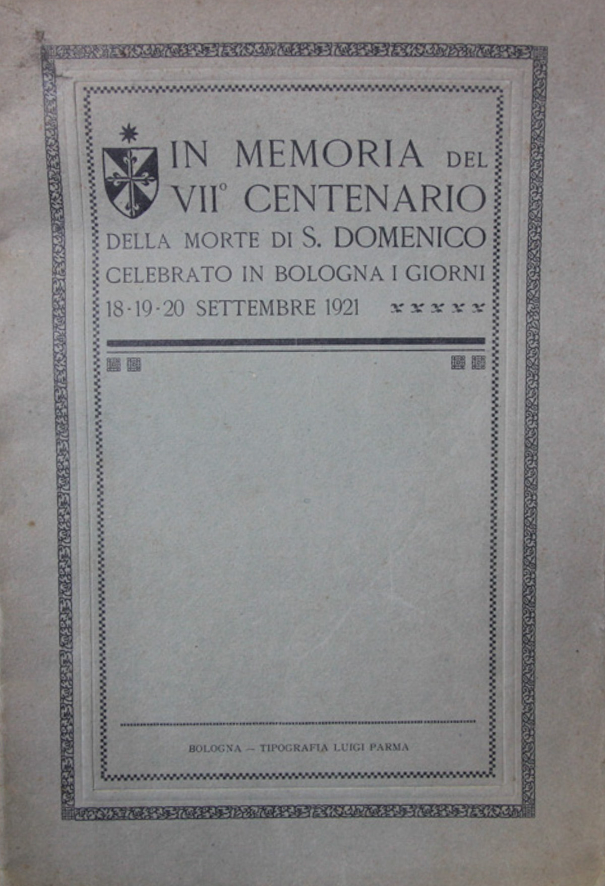 In memoria del VII centenario della morte di S. Domenico …