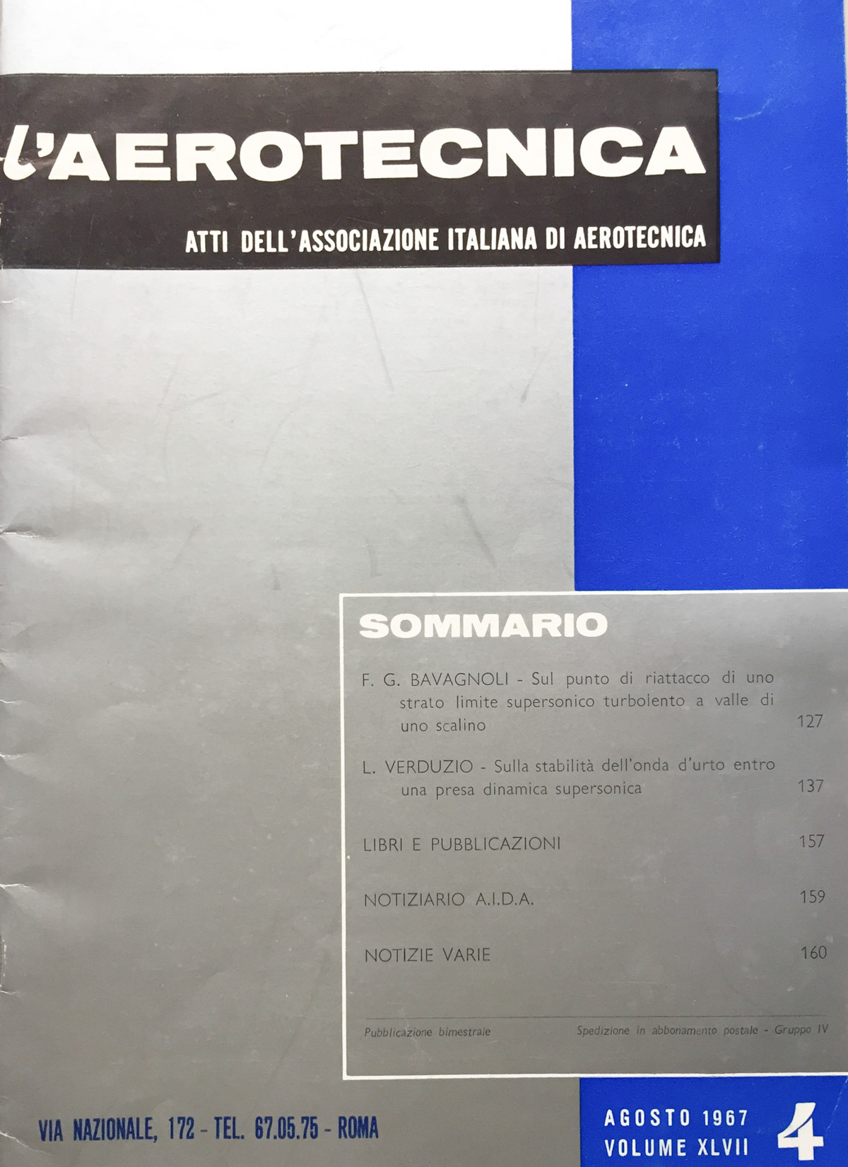L'aerotecnica 1967. Atti dell'Associazione italiana di aerotecnica