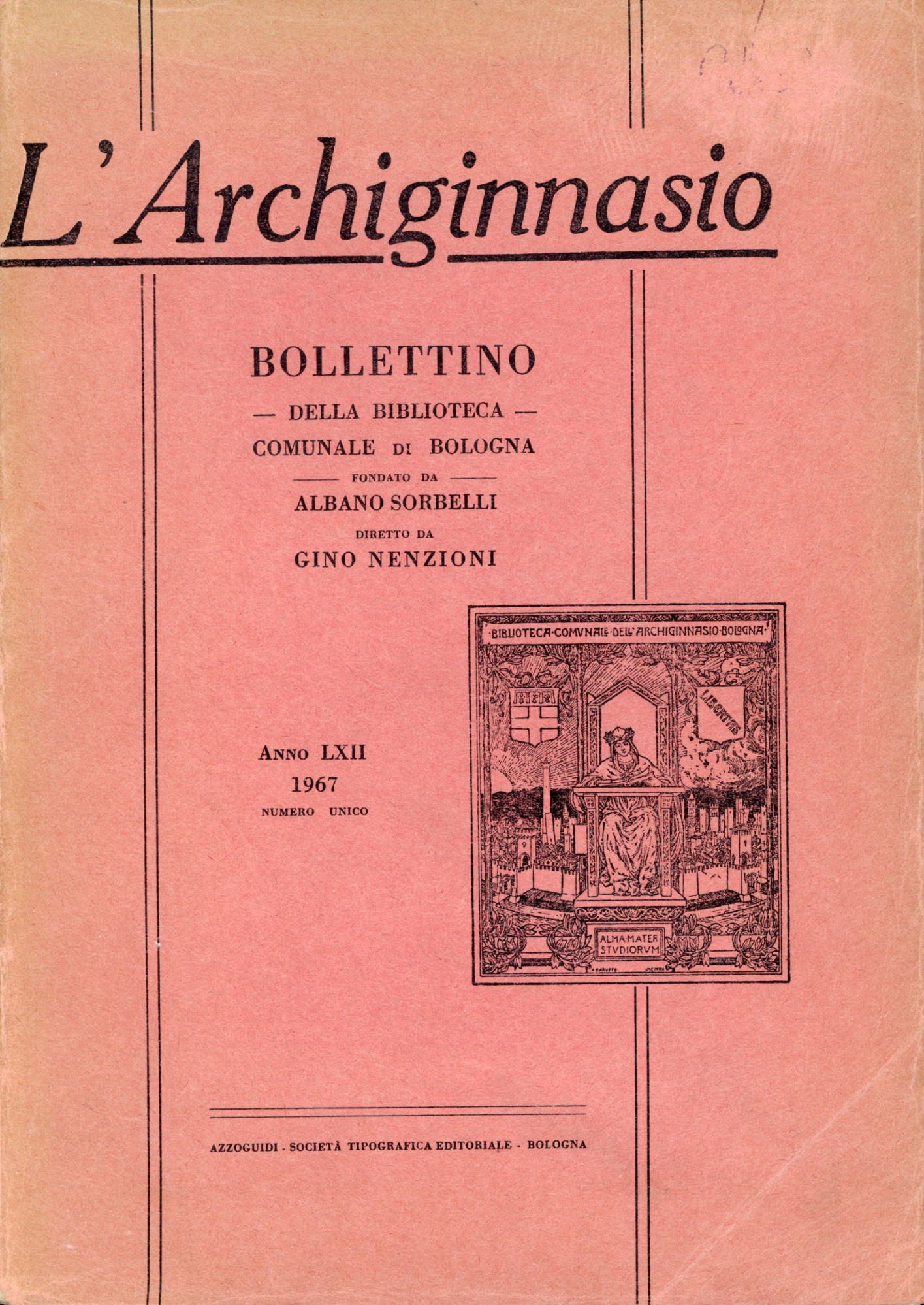 L' Archiginnasio : bullettino della biblioteca comunale di Bologna
