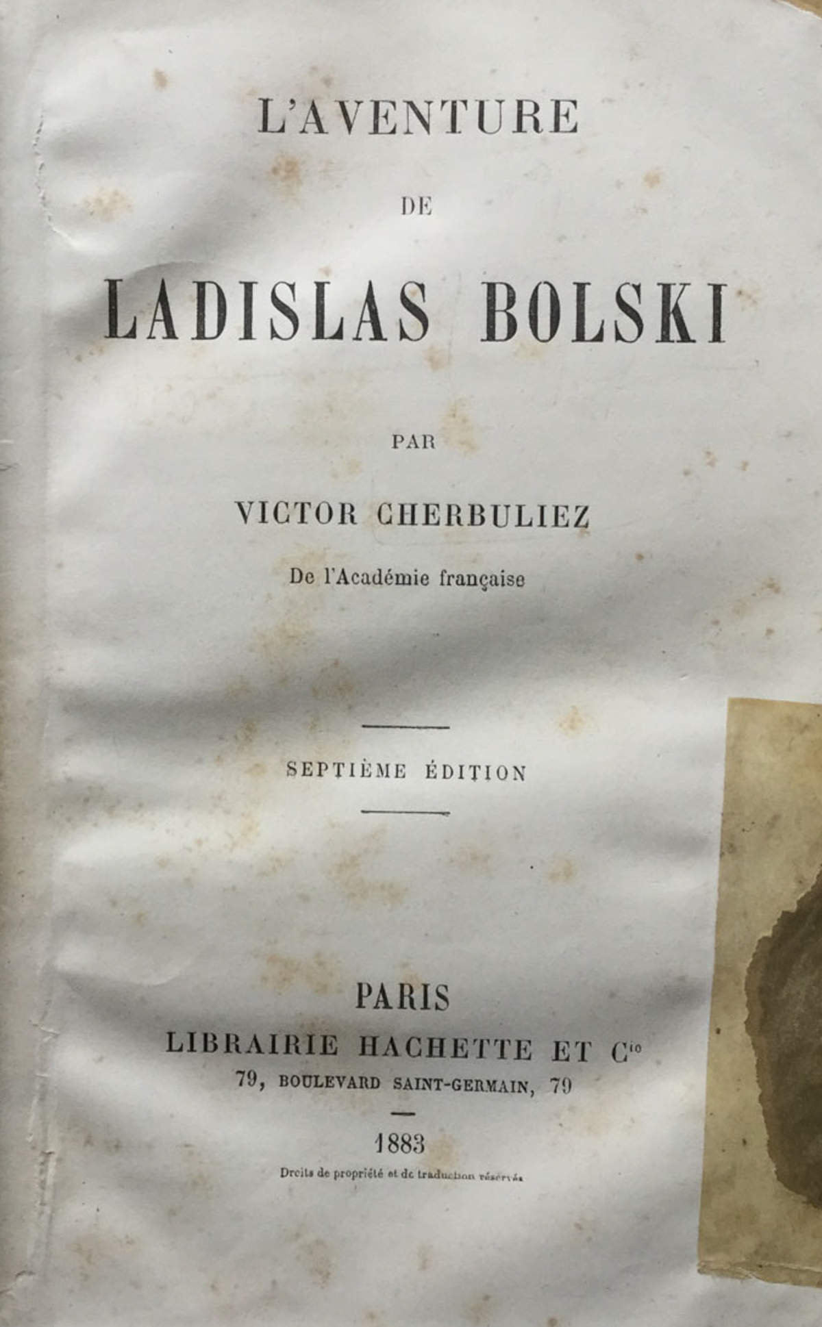 L'aventure de Ladislas Bolski