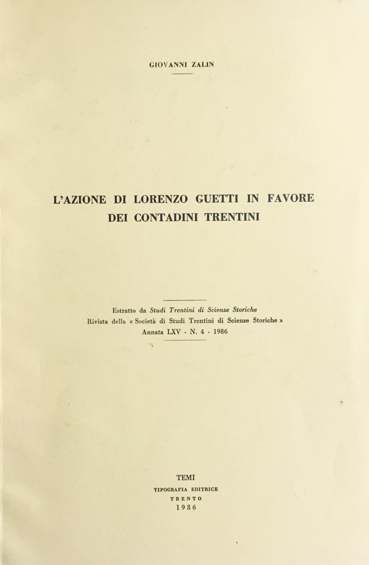 L'azione di Lorenzo Guetti in favore dei contadini trentini