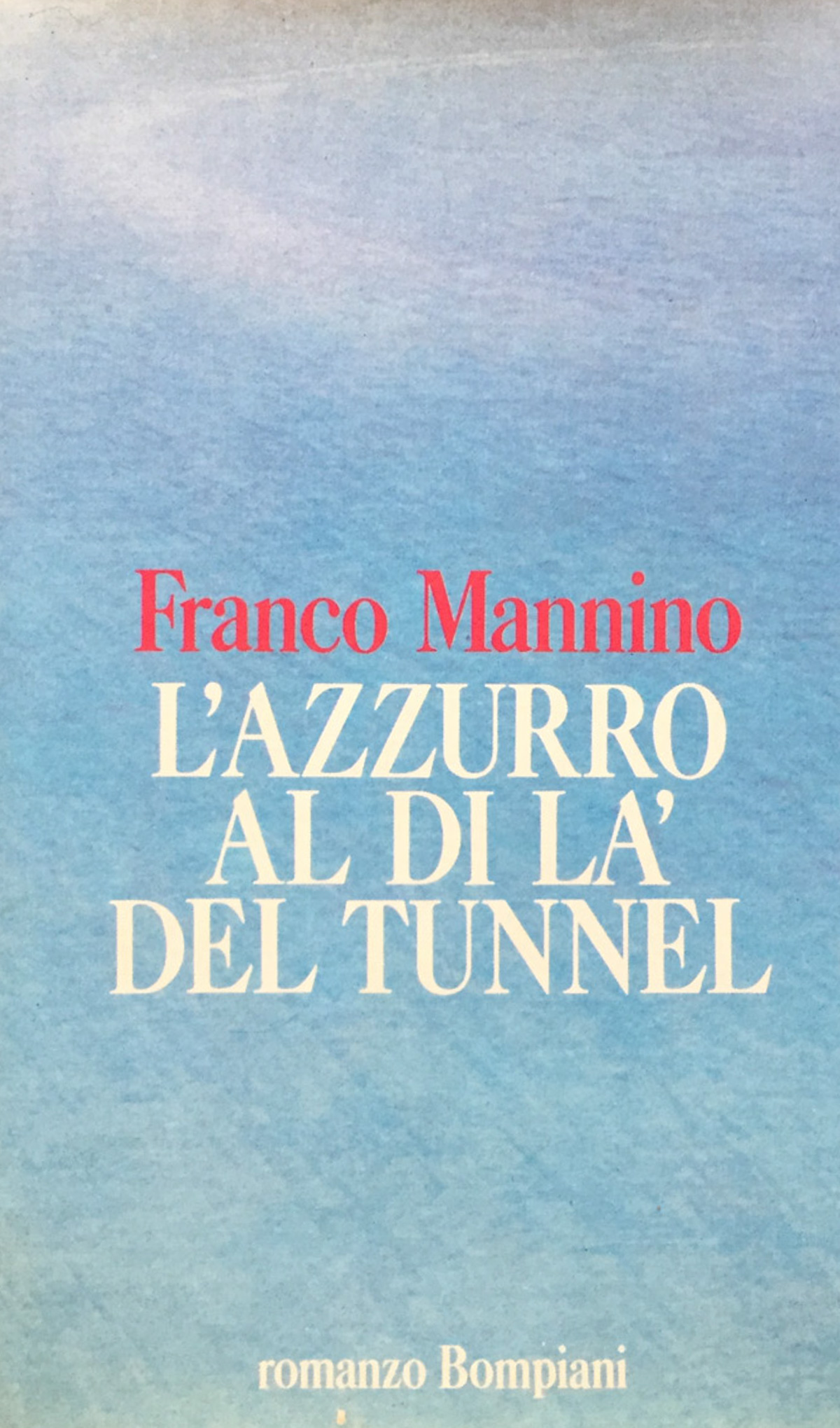 L'azzurro al di là del tunnel. Romanzo.