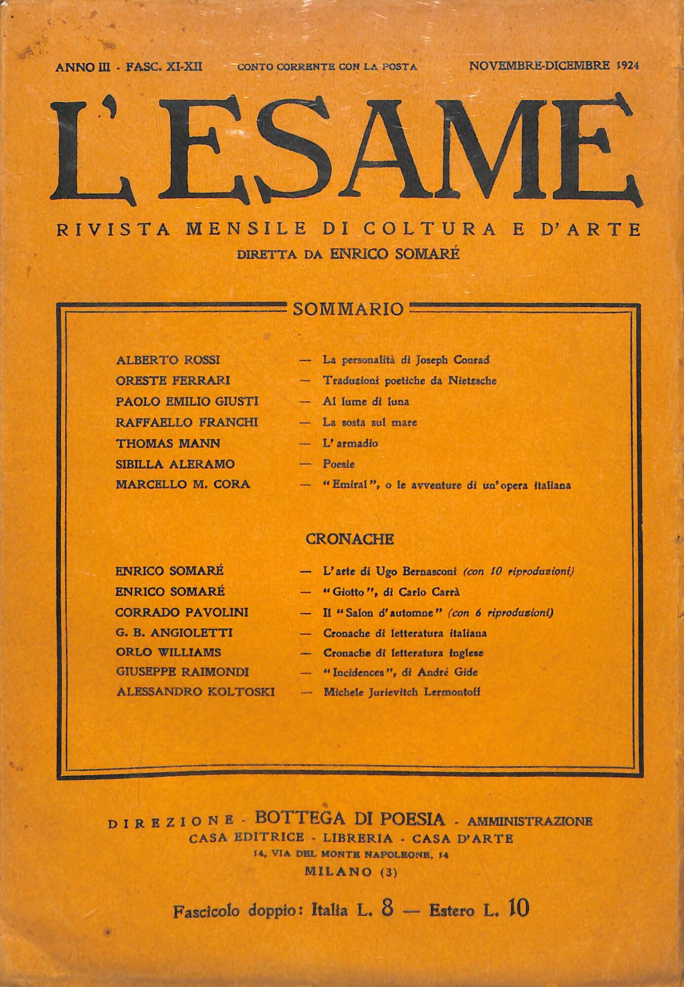 L'esame: rivista mensile di coltura e d'arte 1924