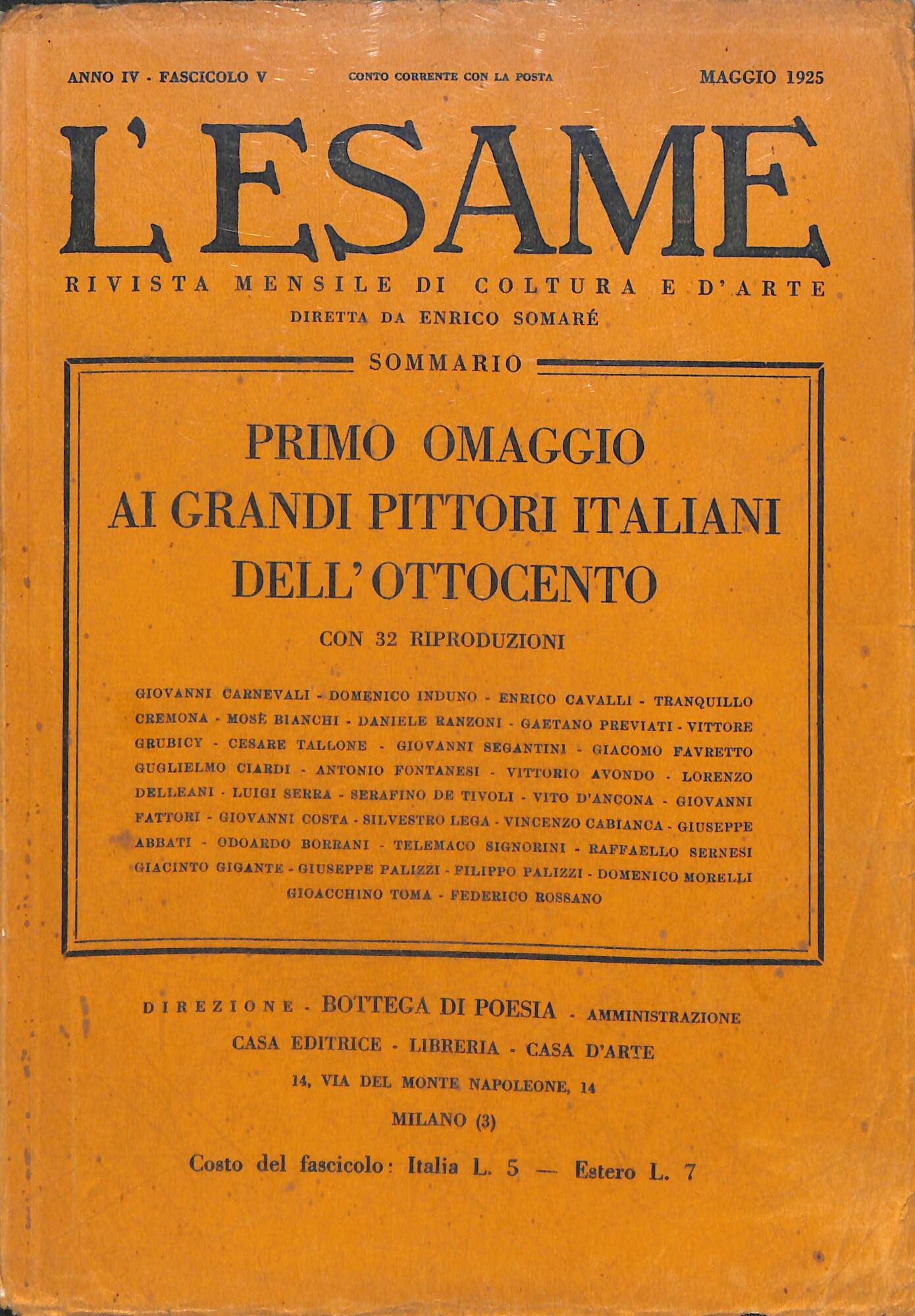 L'esame, rivista mensile di coltura e d'arte maggio 1925