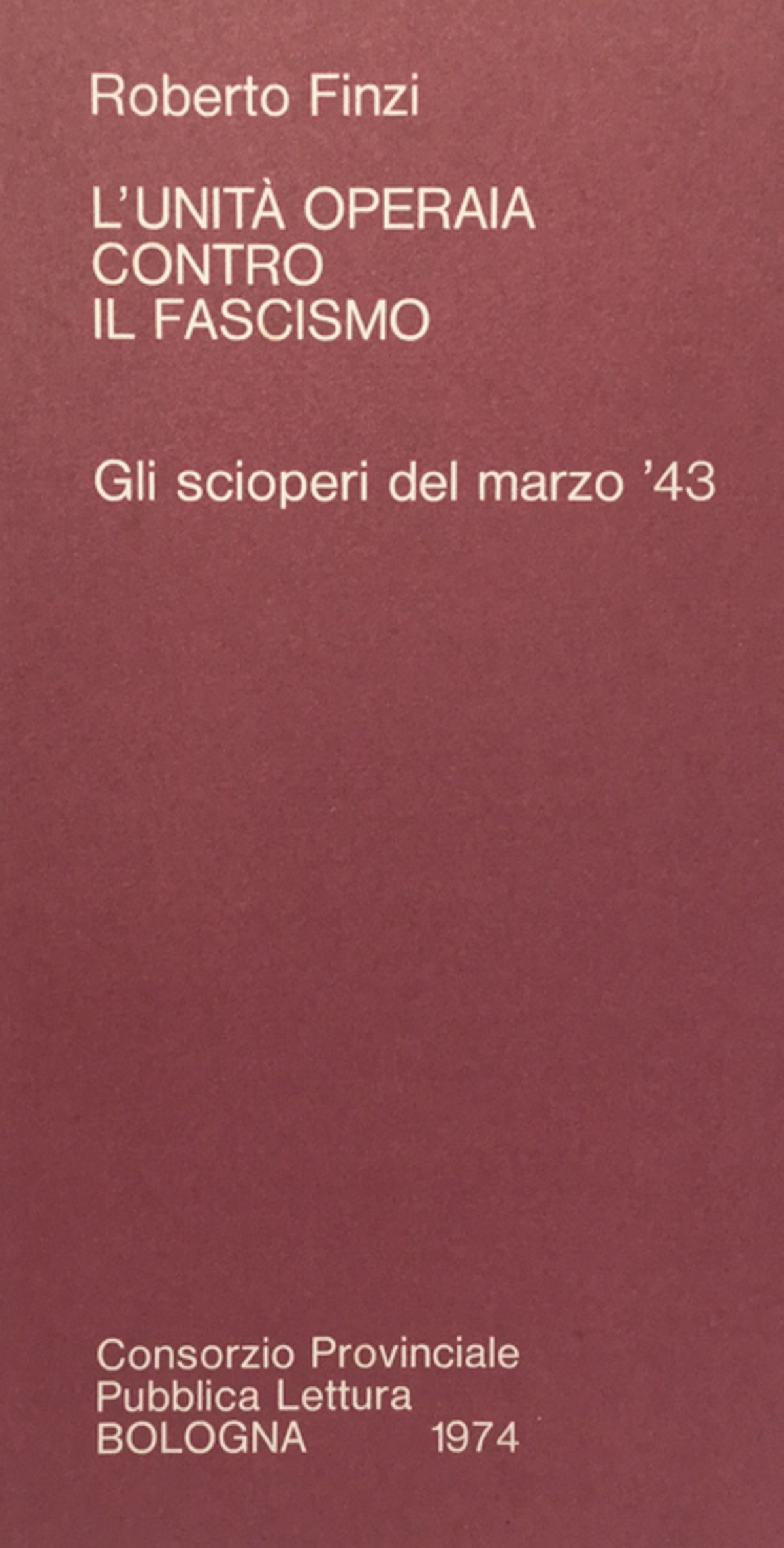 L'unità operaia contro il fascismo. Roberto Finzi 1974