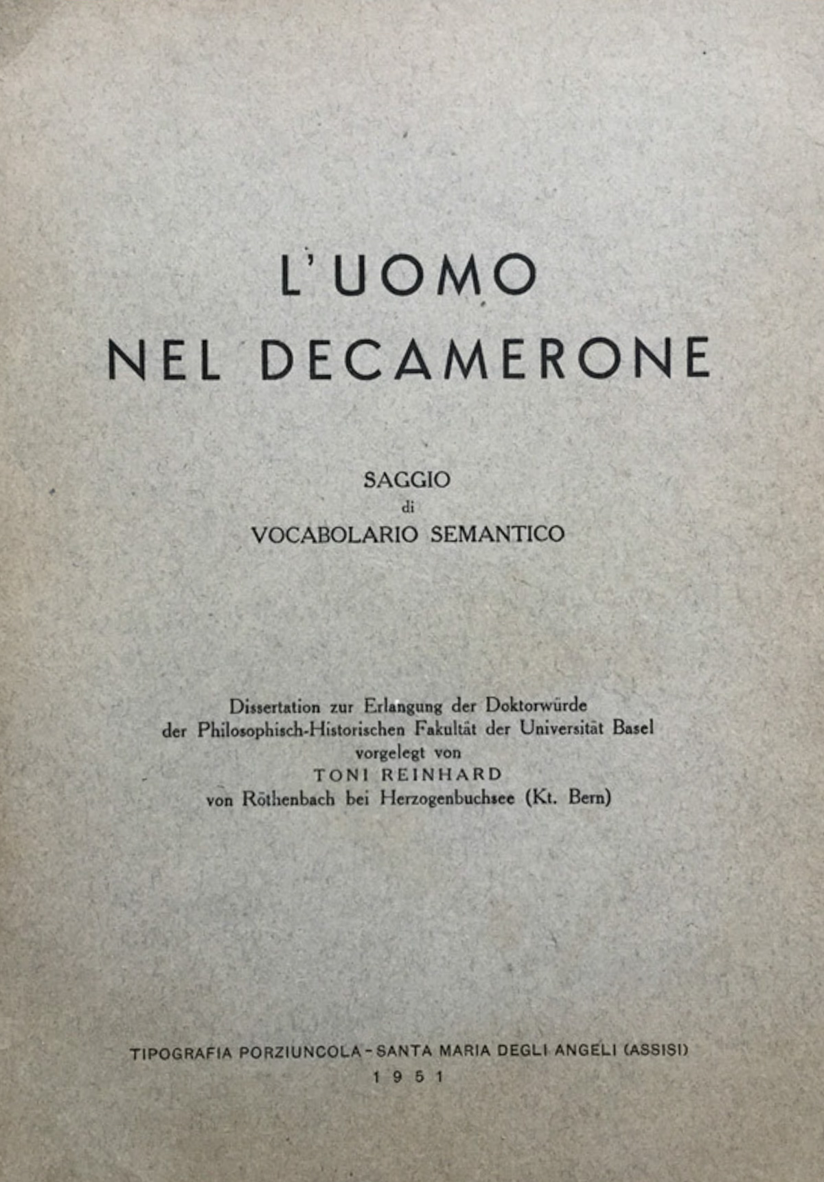 L'uomo del Decamerone. Saggio di vocabolario semantico
